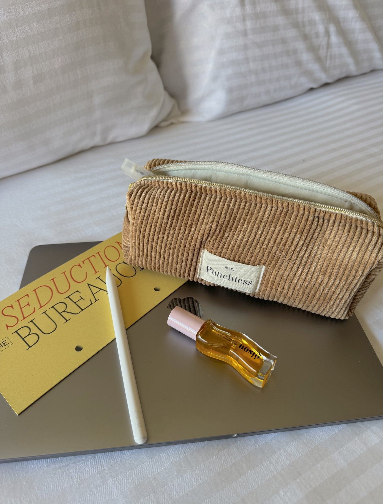 Beige Corduroy Pencil Case