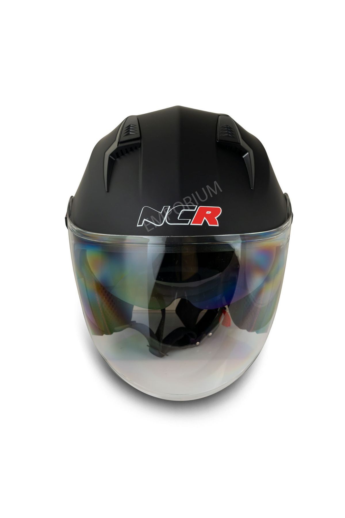 Unisex Güneş Vizörlü Çenesiz Mat Siyah Kask