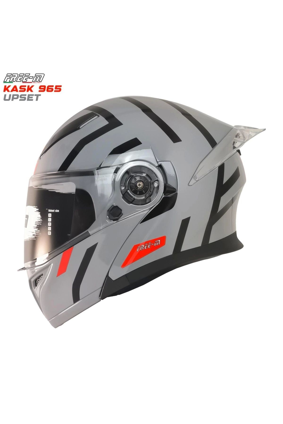 965 Upset Nardo Gri-siyah Çene Açılır Kask