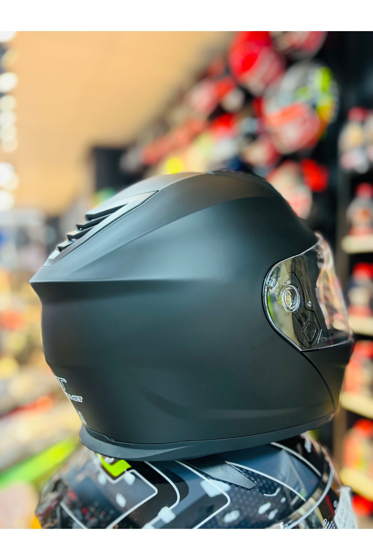 618 YARIM AÇIK GÜNEŞ GÖZLÜKLÜ MOTOSİKLET KASKI (SİYAH)