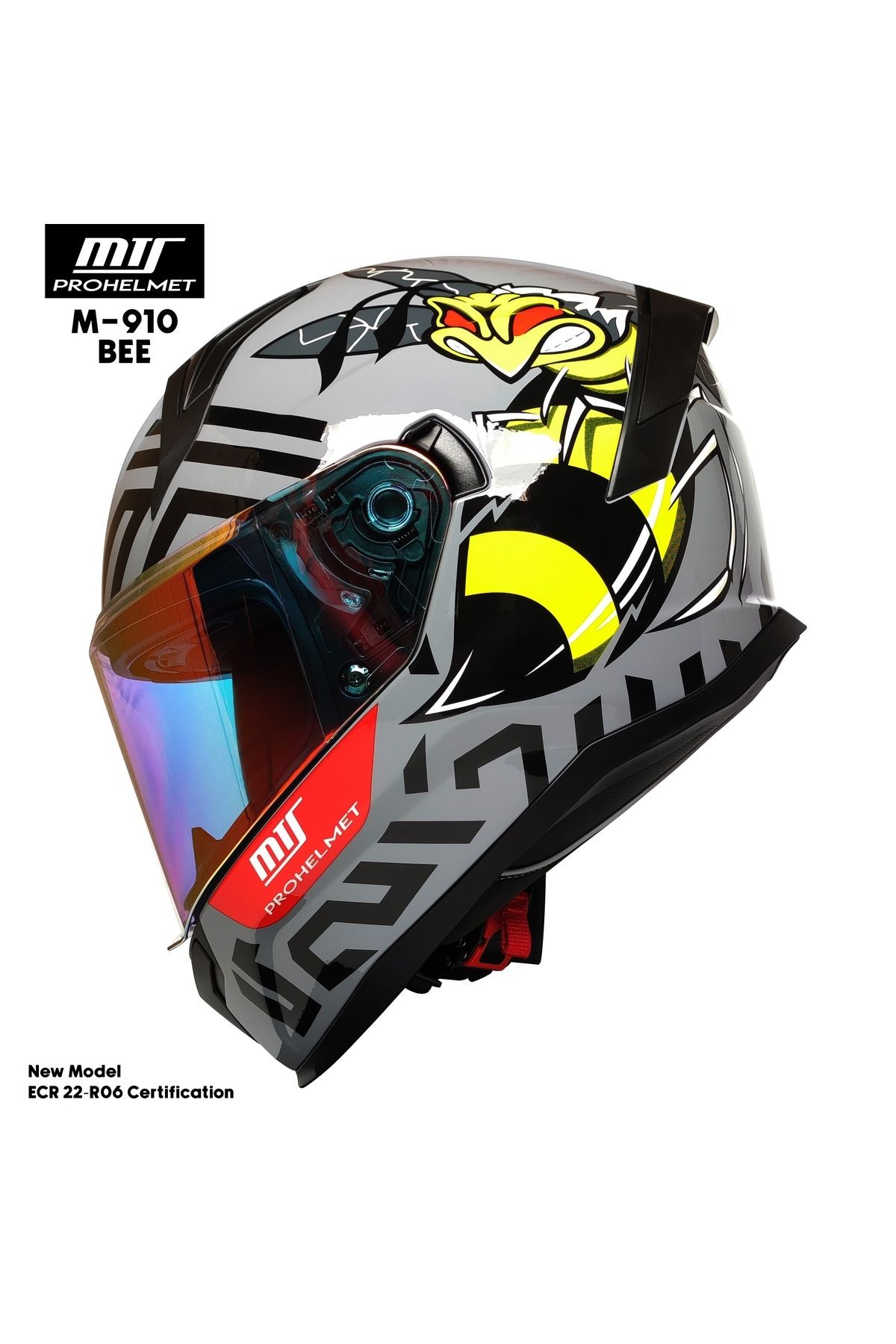 M-910 Bee Güneş Vizörlü Kask (KIRMIZI CAMLI)