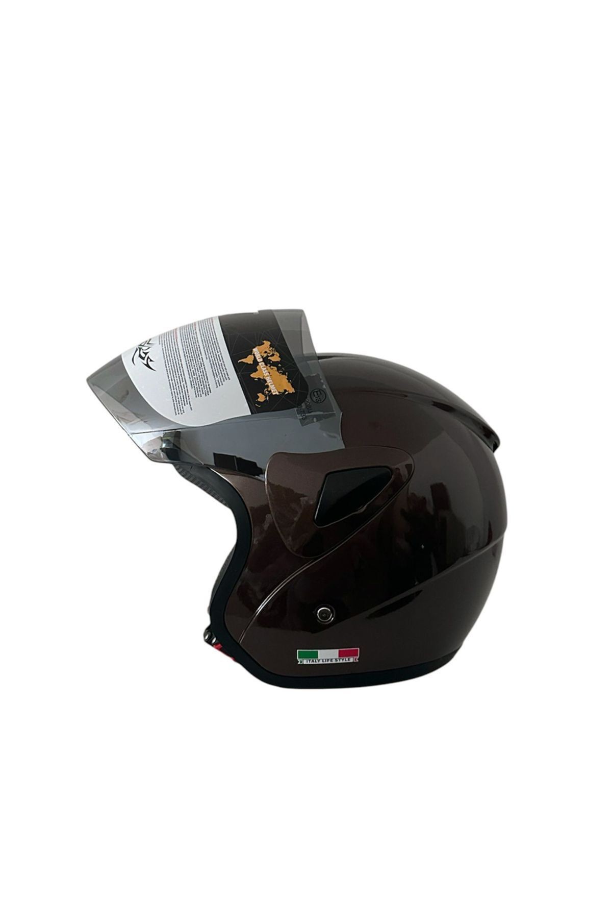SW 733 Kahverengi Yarım Motosiklet Kaskı