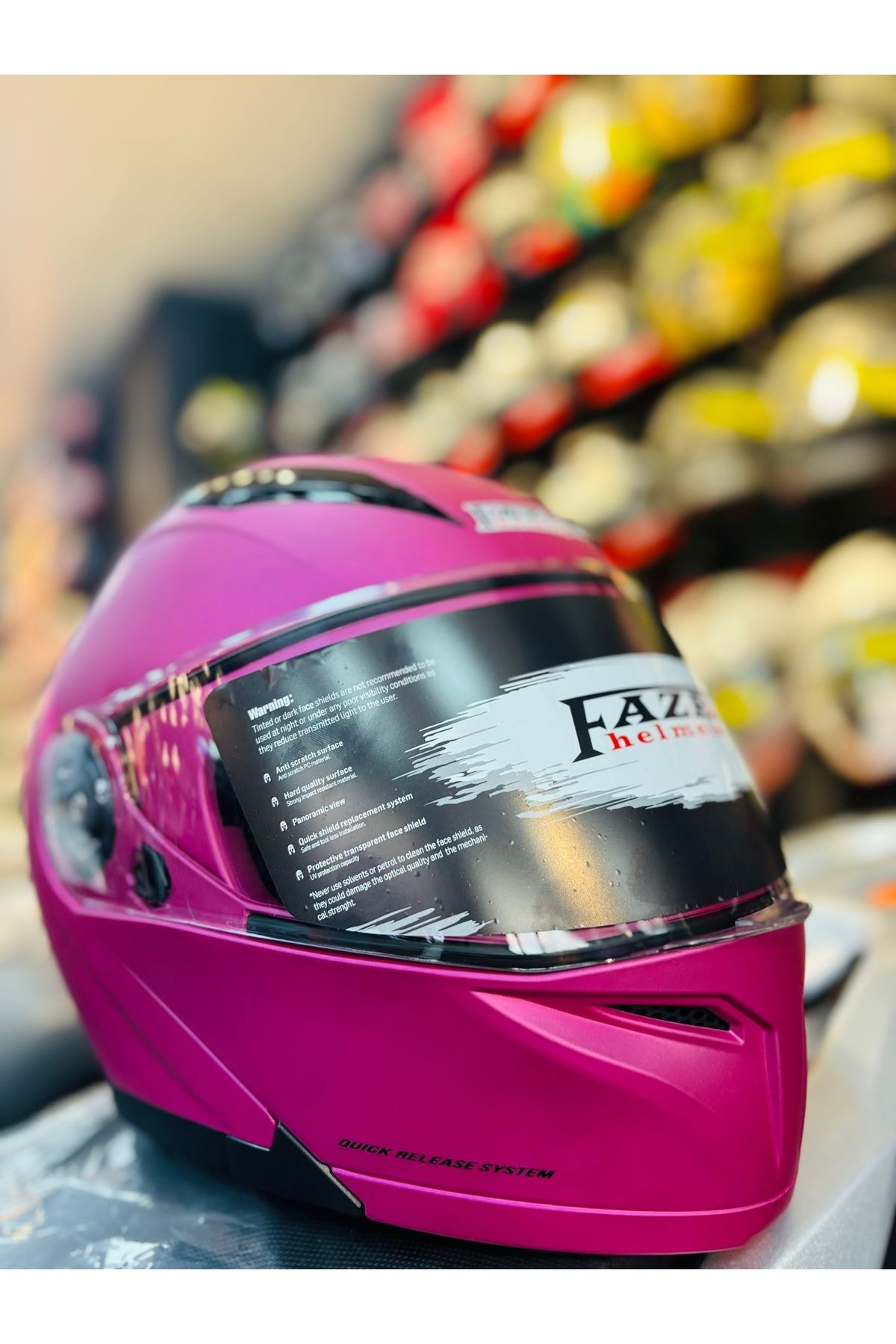 FAZER MAT FUCHSIA ÇENE AÇILIR GÜNEŞ VİZÖRLÜ MOTOSİKLET KASKI