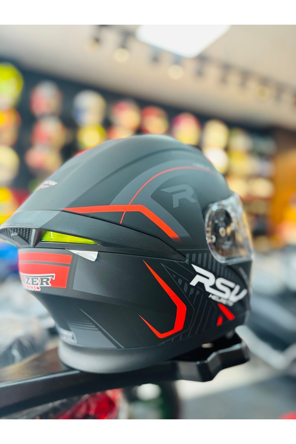 FAZER MAT BLACK GRAY RED ÇENE AÇILIR GÜNEŞ VİZÖRLÜ MOTOSİKLET KASKI