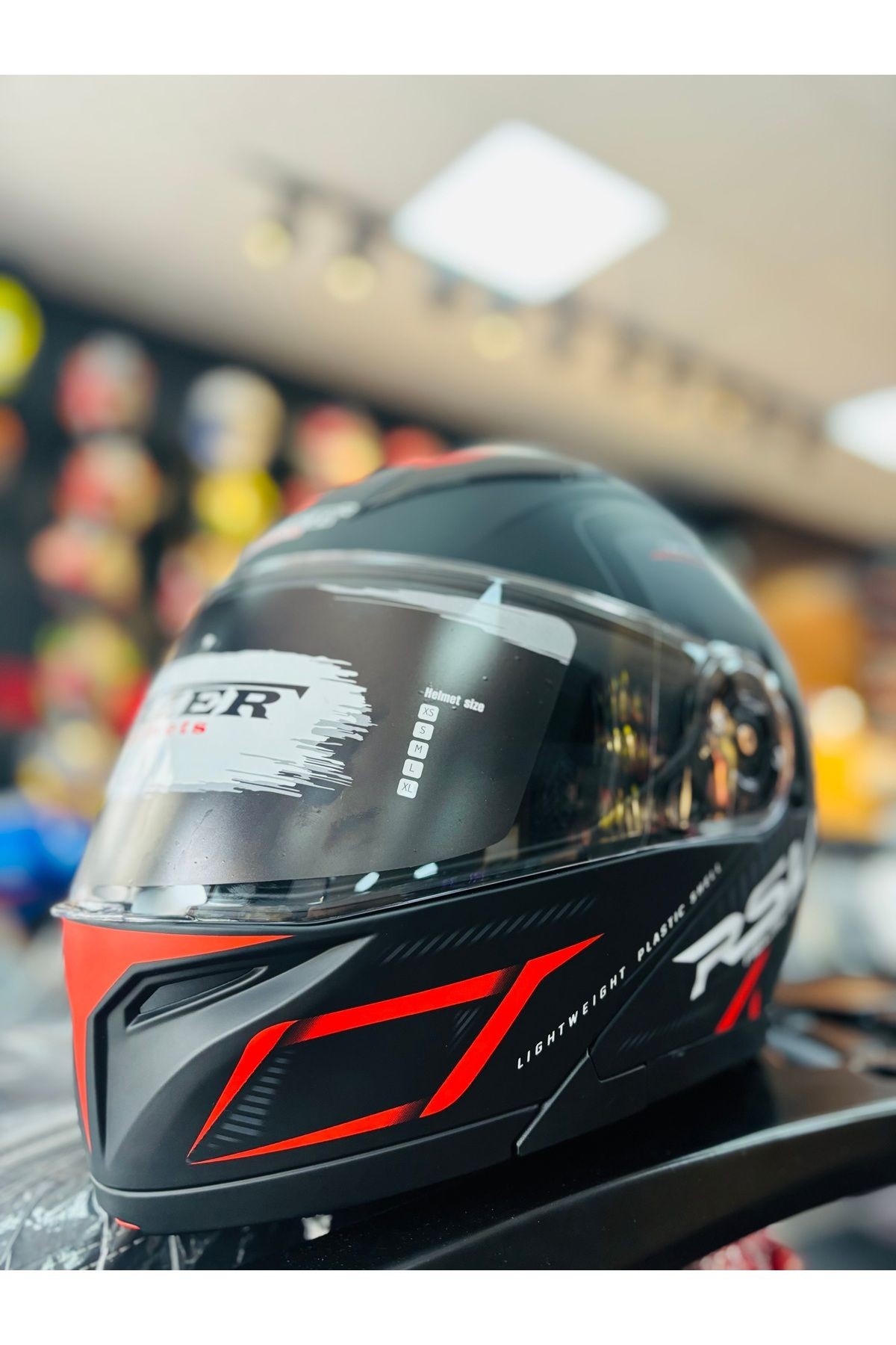 FAZER MAT BLACK GRAY RED ÇENE AÇILIR GÜNEŞ VİZÖRLÜ MOTOSİKLET KASKI