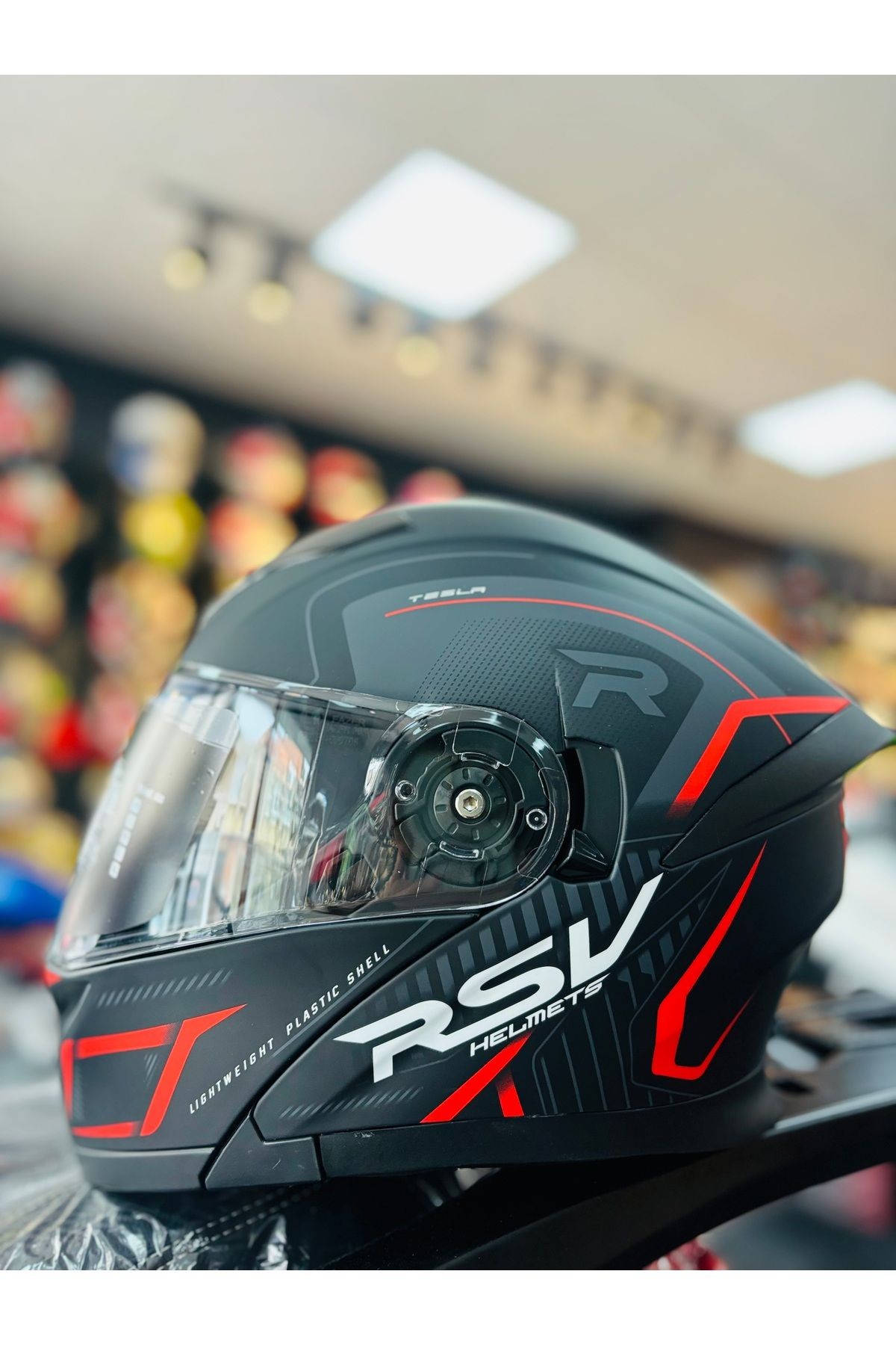 FAZER MAT BLACK GRAY RED ÇENE AÇILIR GÜNEŞ VİZÖRLÜ MOTOSİKLET KASKI