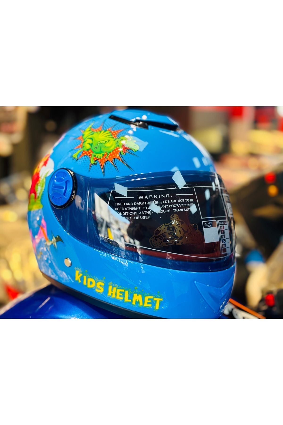 SY118 DİNO MAVİ ÇOCUK KAPALI KASK