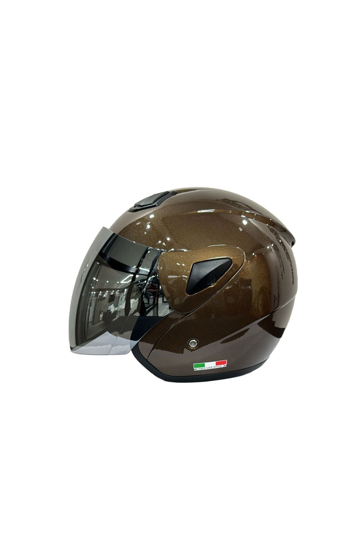 SW 733 Kahverengi Yarım Motosiklet Kaskı