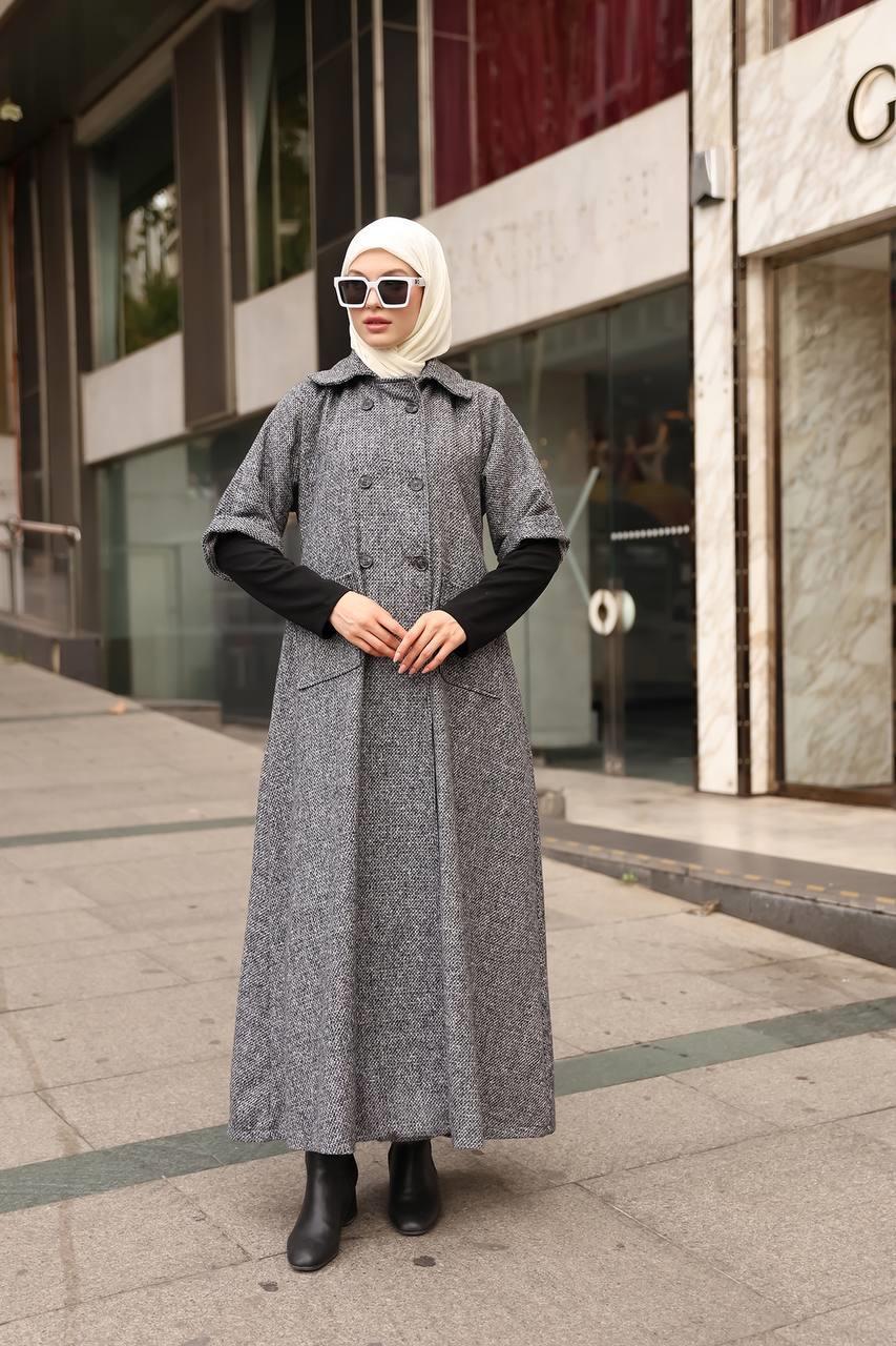 LF5007 Panço İkili Takım – Kışlık Kaşe Kap ve Krep Elbise