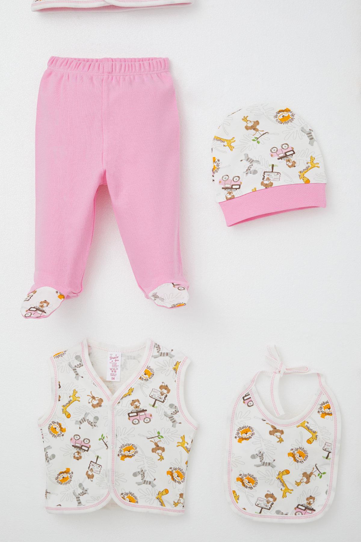 Joywiky Baby Girl 100% Cotton Hospital Release Set of 8 Rainbow Tale Flower Patterned White (0-3 Months)