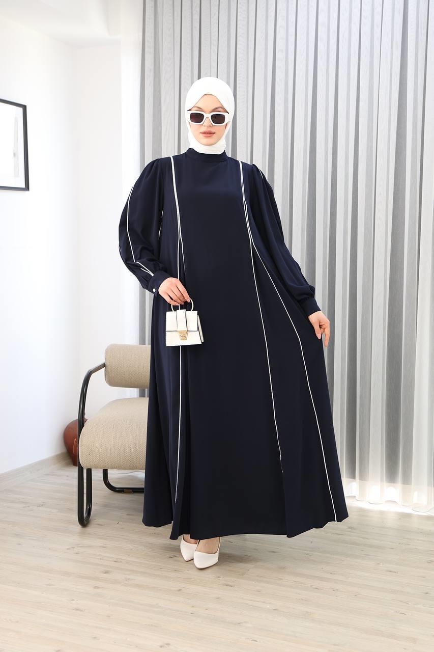 LF2004 Medine Silk Maxi Dress with Pleated Design – Elegant & Comfortable Modest Wear