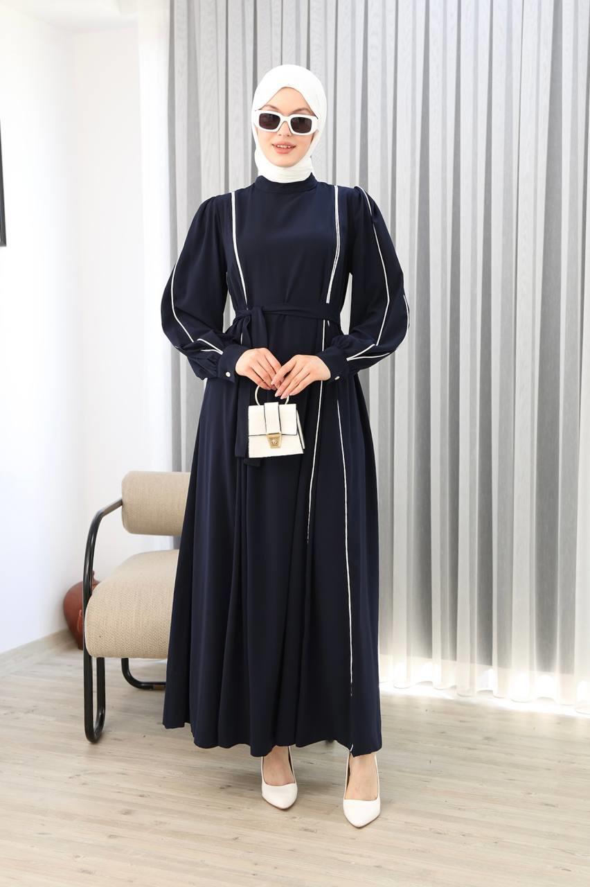 LF2004 Medine Silk Maxi Dress with Pleated Design – Elegant & Comfortable Modest Wear