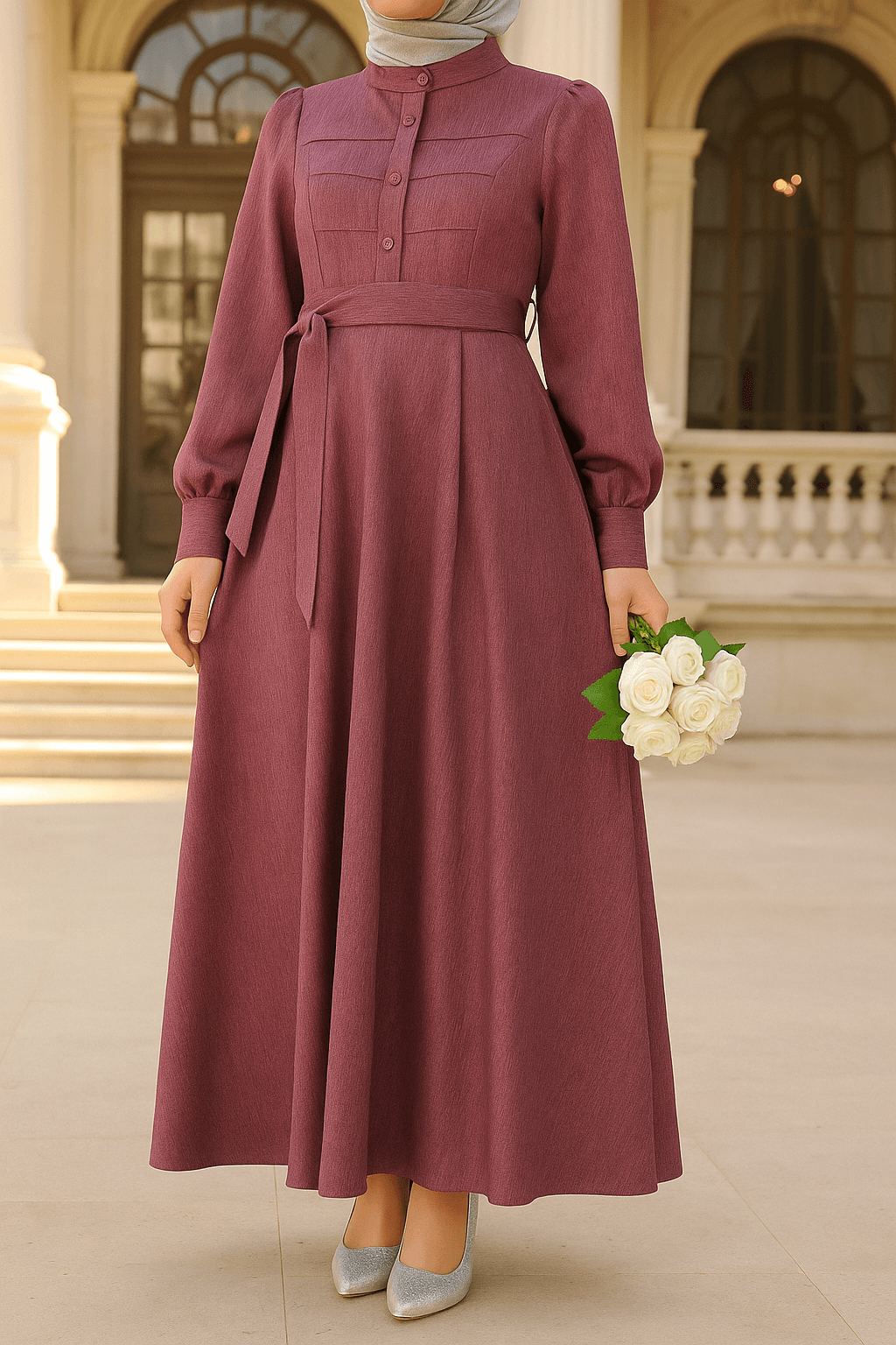 LF5004 Arwen Kumaş Tesettür Elbise – 2026 Yeni Sezonun Zarif ve Modern Seçimi