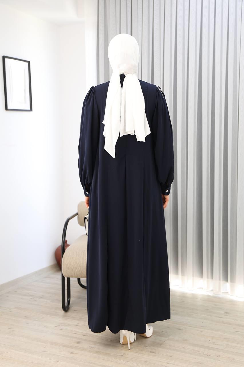 LF2004 Medine Silk Maxi Dress with Pleated Design – Elegant & Comfortable Modest Wear