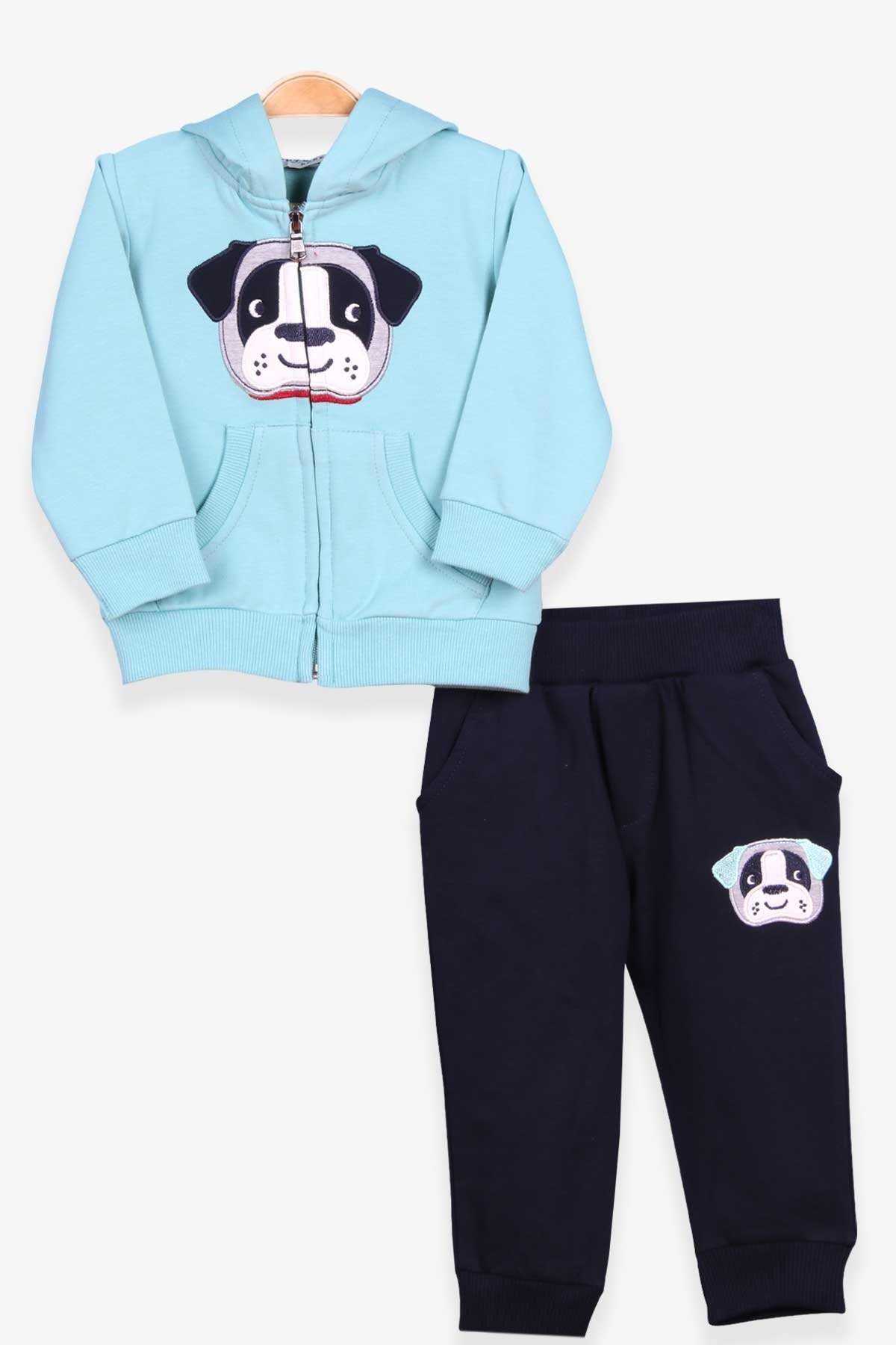 Erkek Çocuk Eşofman Takımı Köpek Nakışlı Sarı (1-2 Yaş) - Mint Yeşili