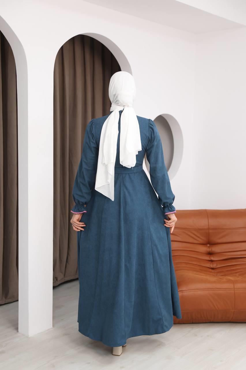 LF5021 Çiçek Nakışlı Star Süet Elbise – Zarif ve Feminen Şıklık