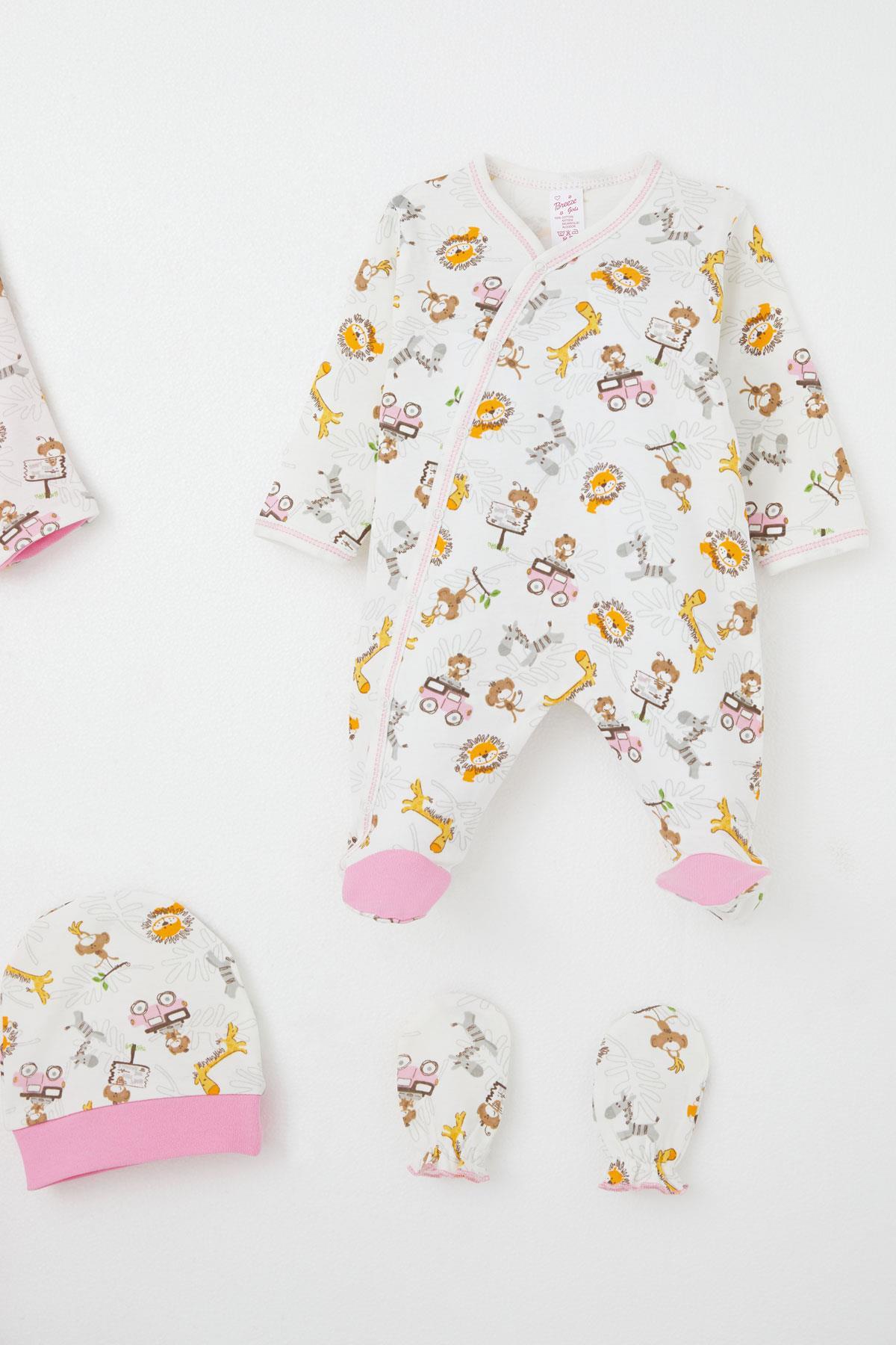 Joywiky Baby Girl 100% Cotton Hospital Release Set of 8 Rainbow Tale Flower Patterned White (0-3 Months)