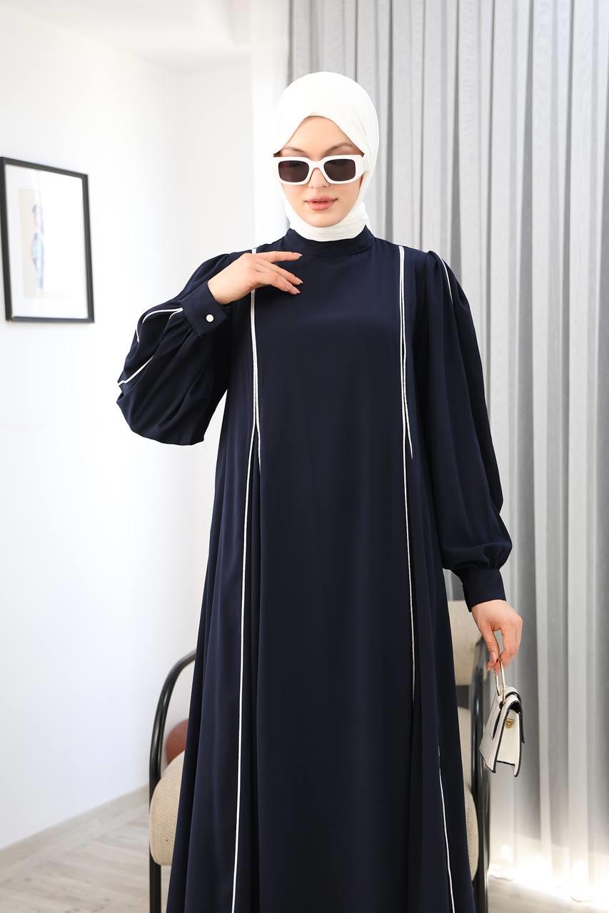 LF2004 Medine Silk Maxi Dress with Pleated Design – Elegant & Comfortable Modest Wear