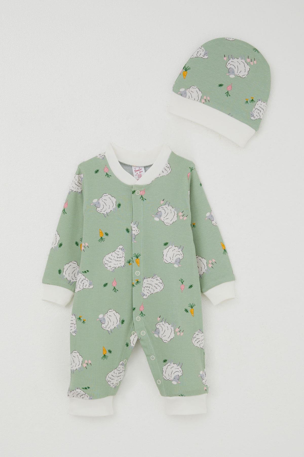 JW1002 Joywiky Baby Girl 100% Cotton Hospital Release Set of 8 Rainbow Tale Flower Patterned White (0-3 Months)JoyWiky Spring-Themed Baby Girl Jumpsuit with Cute Sheep Pattern (4-6 Months) - نعناعي