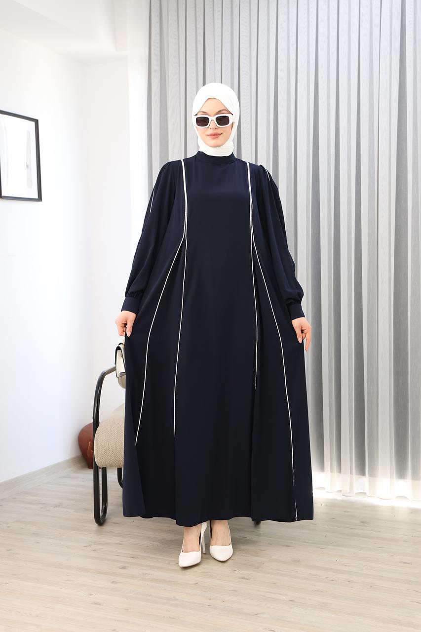 LF2004 Medine Silk Maxi Dress with Pleated Design – Elegant & Comfortable Modest Wear