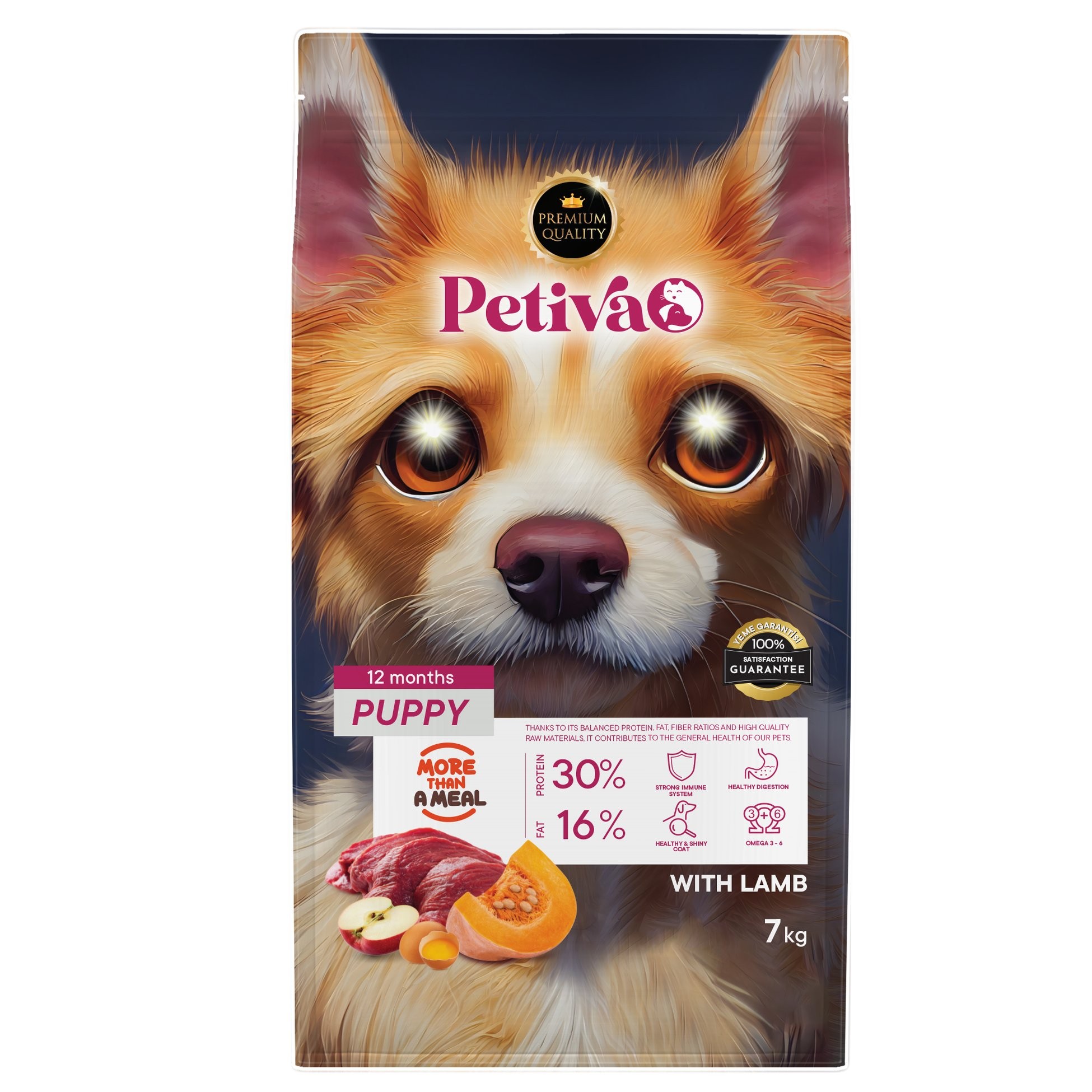 Petiva Yavru Köpekler İçin Kuzu Etli Kuru Köpek Maması 7 Kg