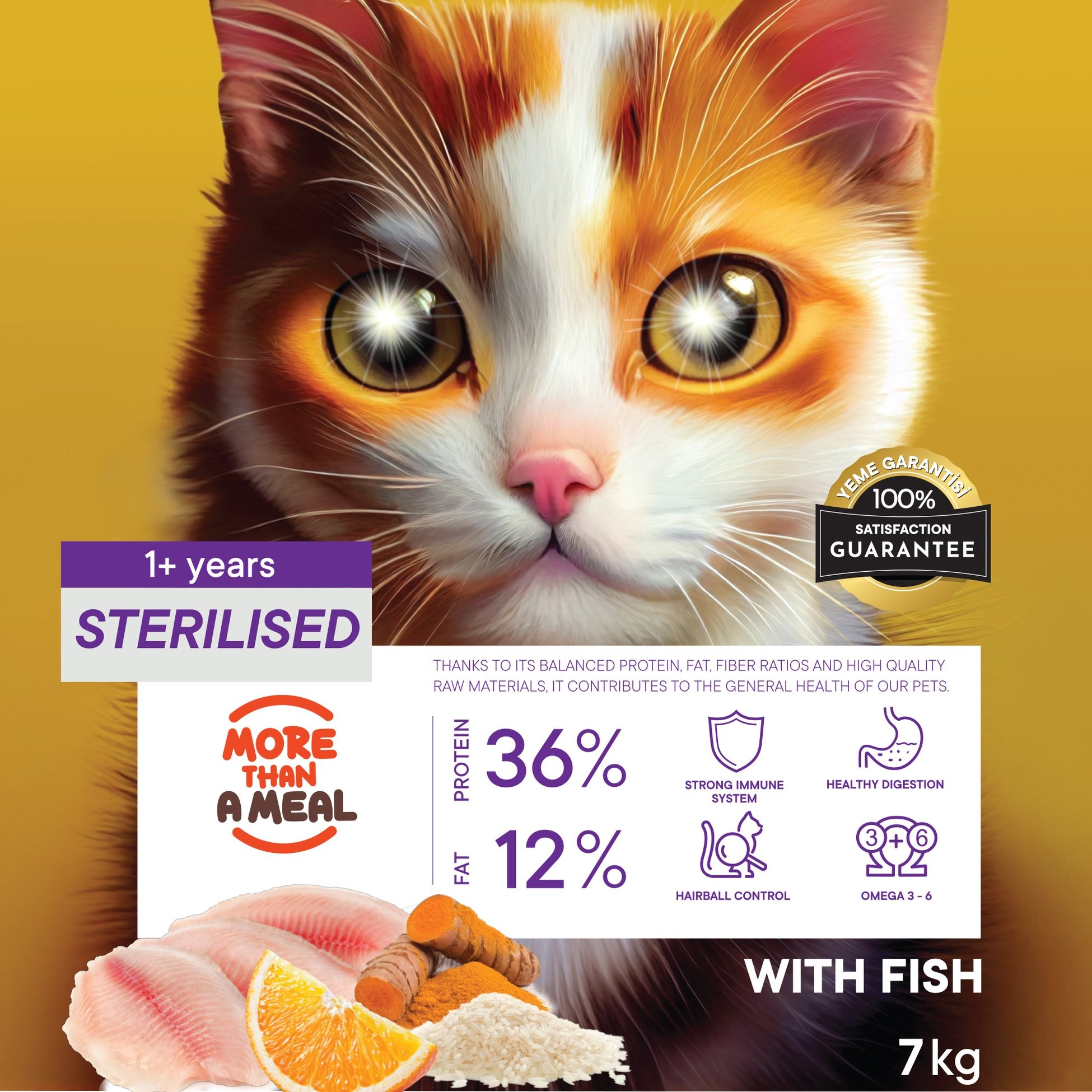 Petiva Kısırlaştırılmış Yetişkin Kediler İçin Balık Etli Kuru Kedi Maması 7 Kg