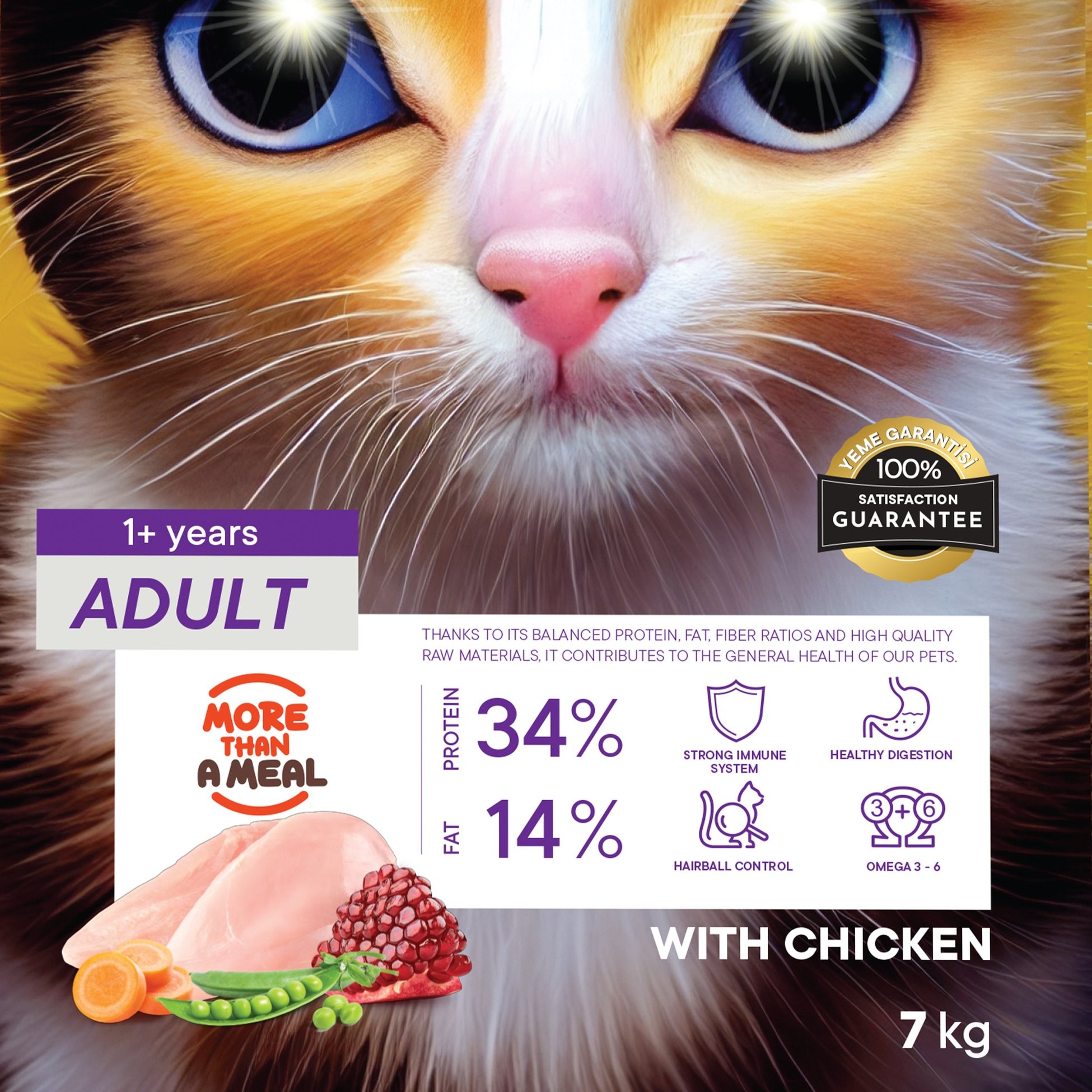 Petiva Yetişkin Kediler İçin Tavuk Etli Kuru Kedi Maması 7 Kg