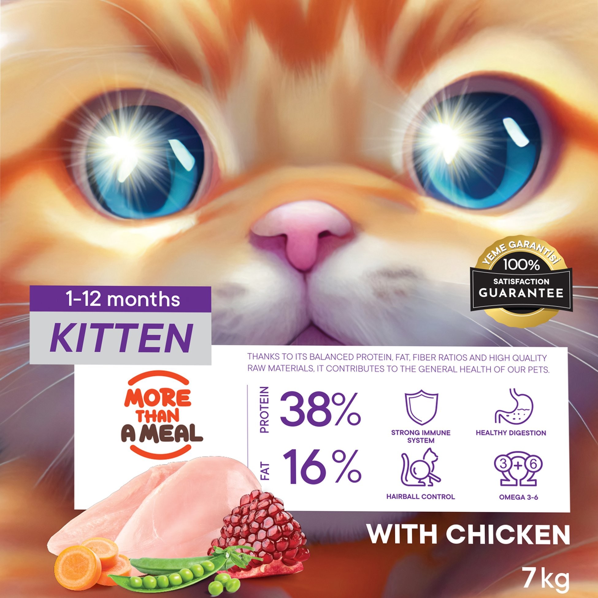 Petiva Yavru Kediler İçin Tavuk Etli Kuru Kedi Maması 7 Kg