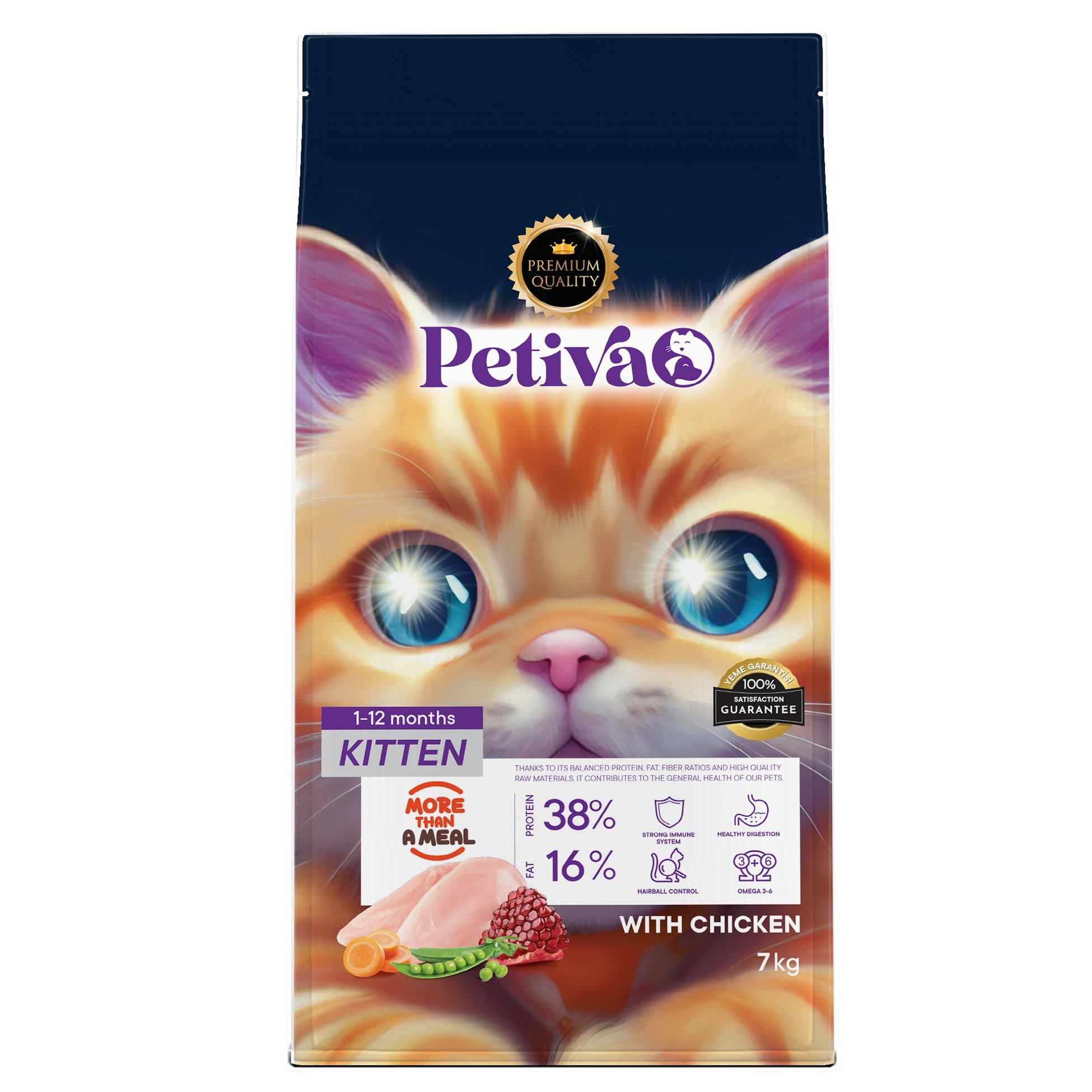 Petiva Yavru Kediler İçin Tavuk Etli Kuru Kedi Maması 7 Kg