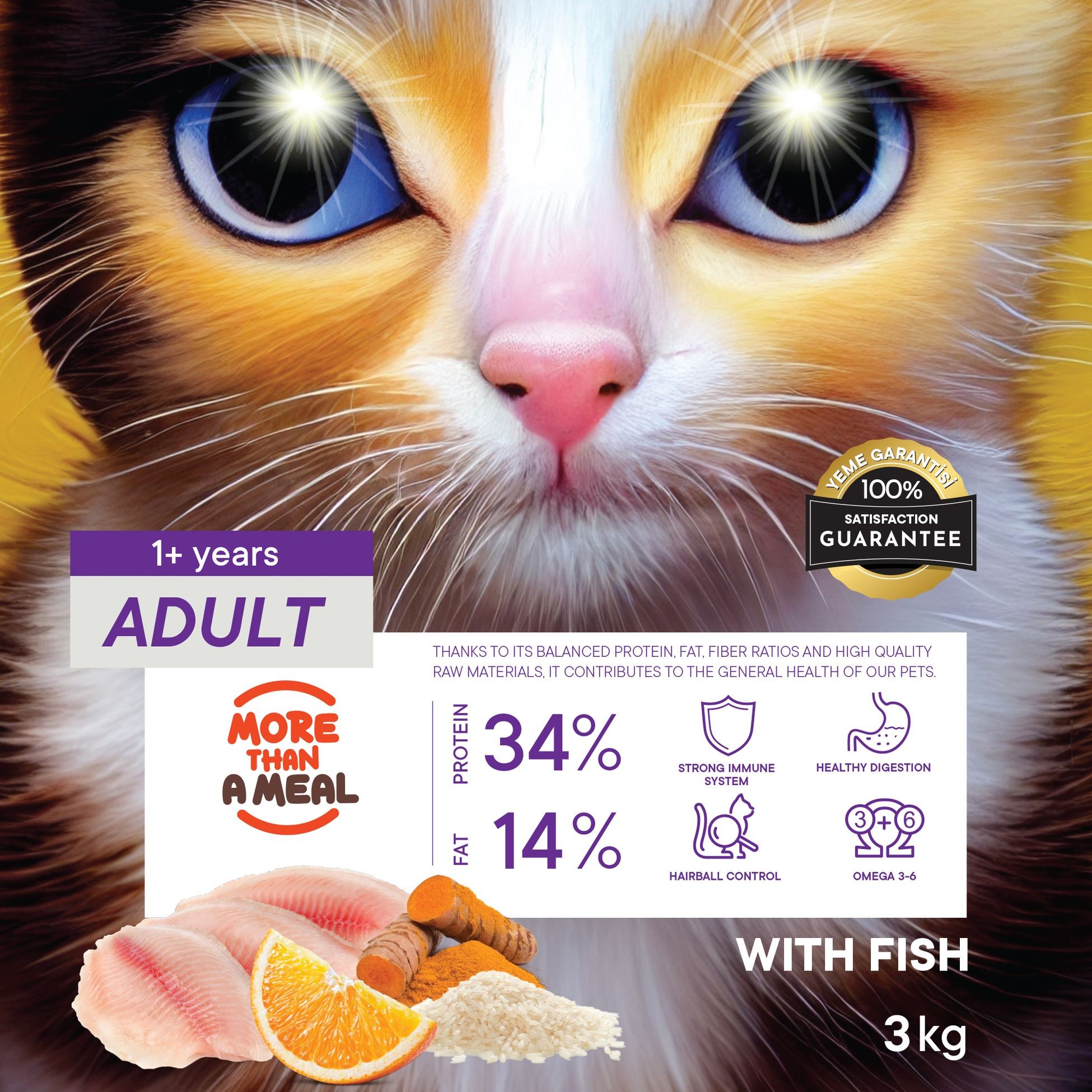 Petiva Yetişkin Kediler İçin Balık Etli Kuru Kedi Maması 3 Kg