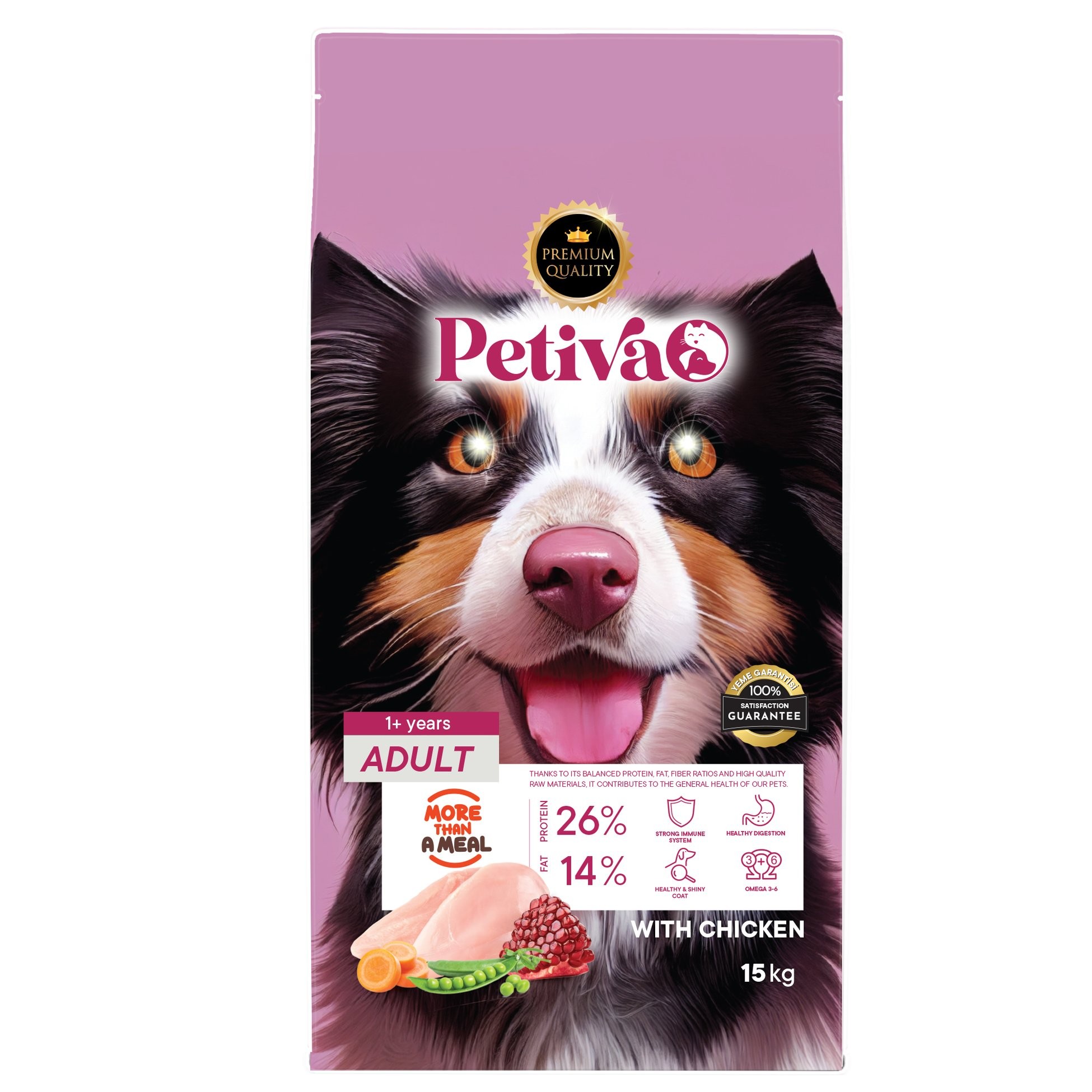 Petiva Yetişkin Köpekler İçin Tavuk Etli Kuru Köpek Maması 15 Kg