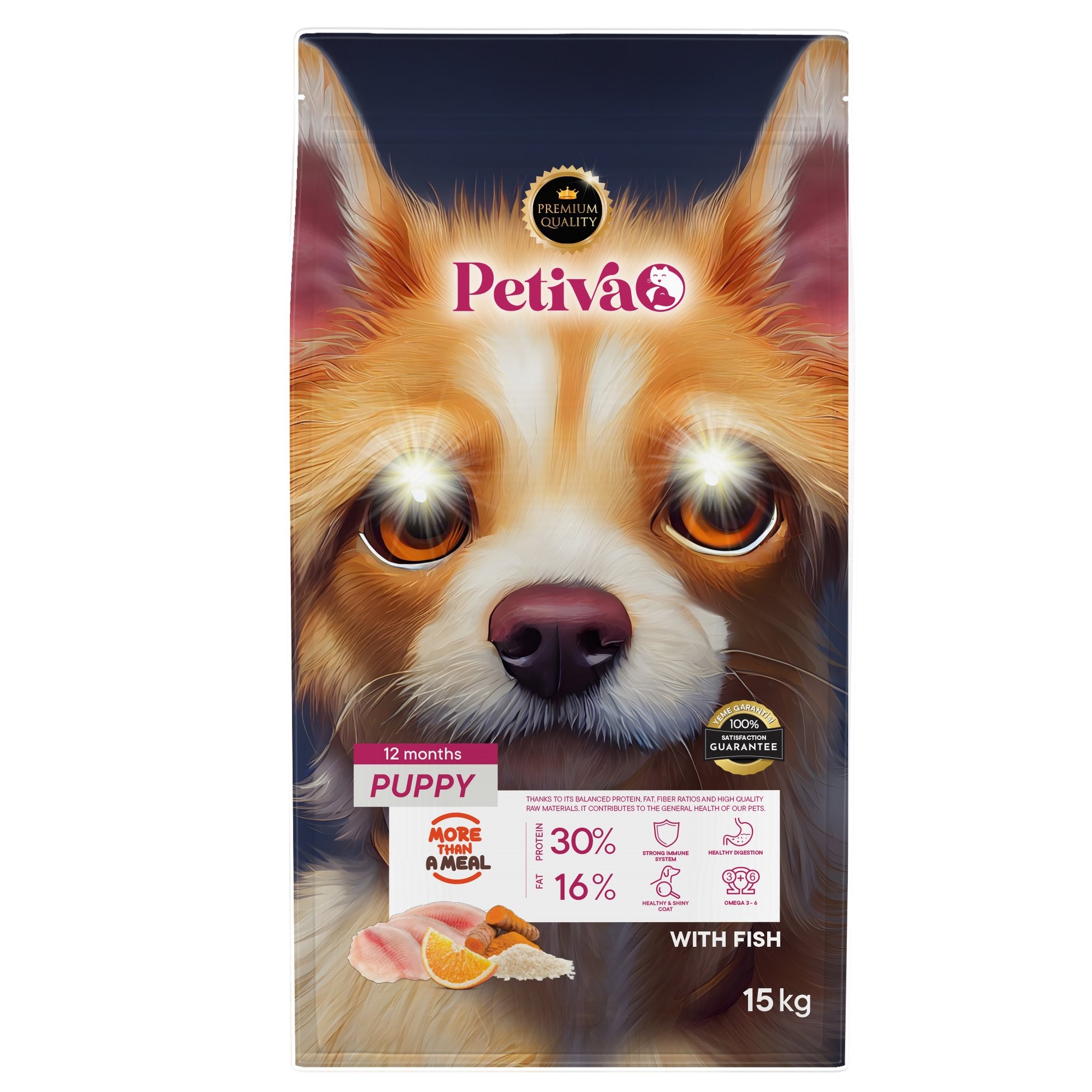 Petiva Yavru Köpekler İçin Balık Etli Kuru Köpek Maması 15 Kg