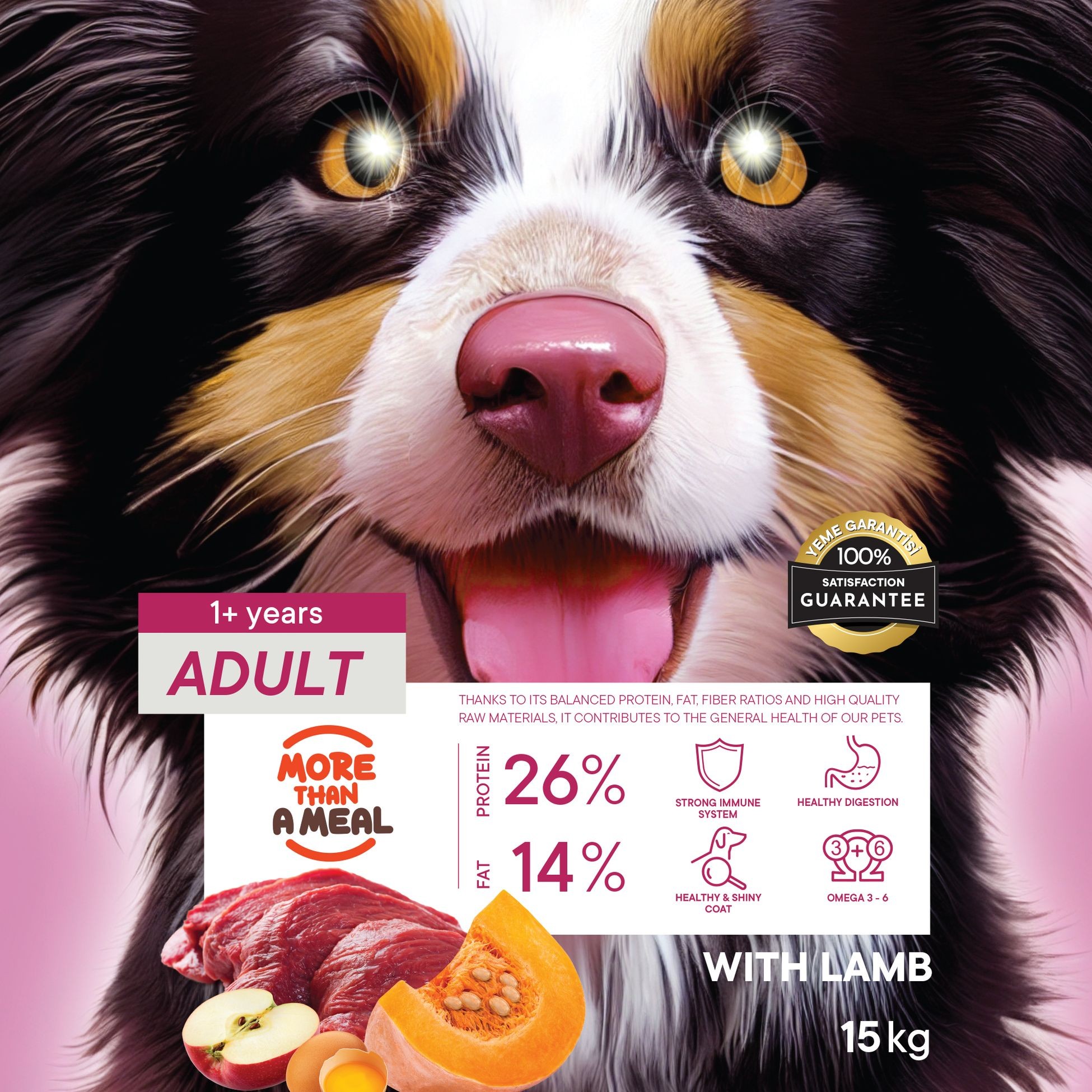 Petiva Yetişkin Köpekler İçin Kuzu Etli Kuru Köpek Maması 15 Kg