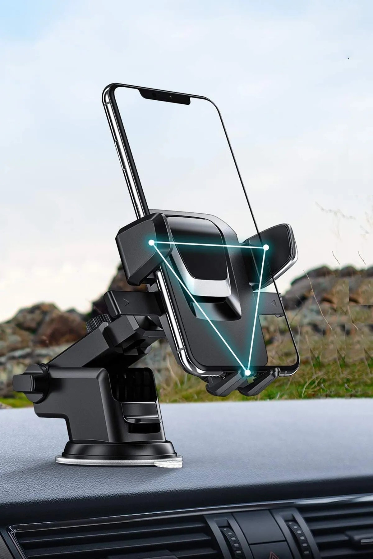 Basict Araç Telefon Tutucu | Vakumlu Güçlü Yapışkan | 360° Ayarlanabilir | Cam & Torpido Uyumlu