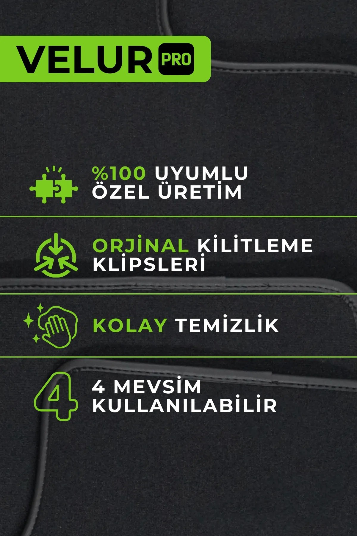 VelurPRO Citroen C4 2011-2020 Araca Özel Halı Paspas Araba Halısı Oto Paspas