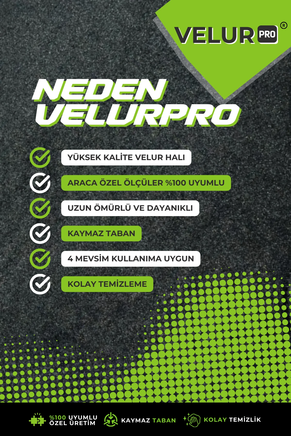 VelurPro Volkswagen Polo 2018 Sonrası Araca Özel Halı Paspas Araba Halısı