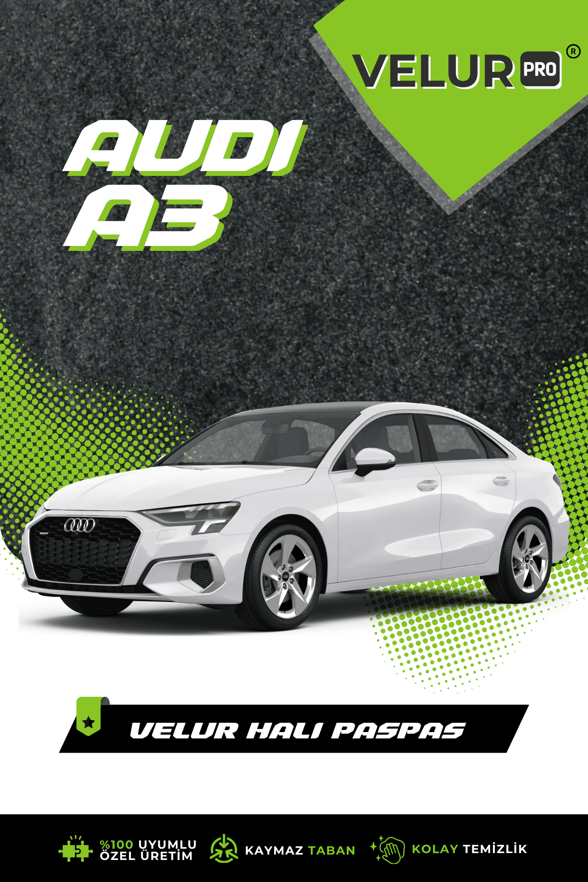 VelurPro Audi A3 2020 Sonrası Araca Özel Halı Paspas Araba Halısı Oto Paspas