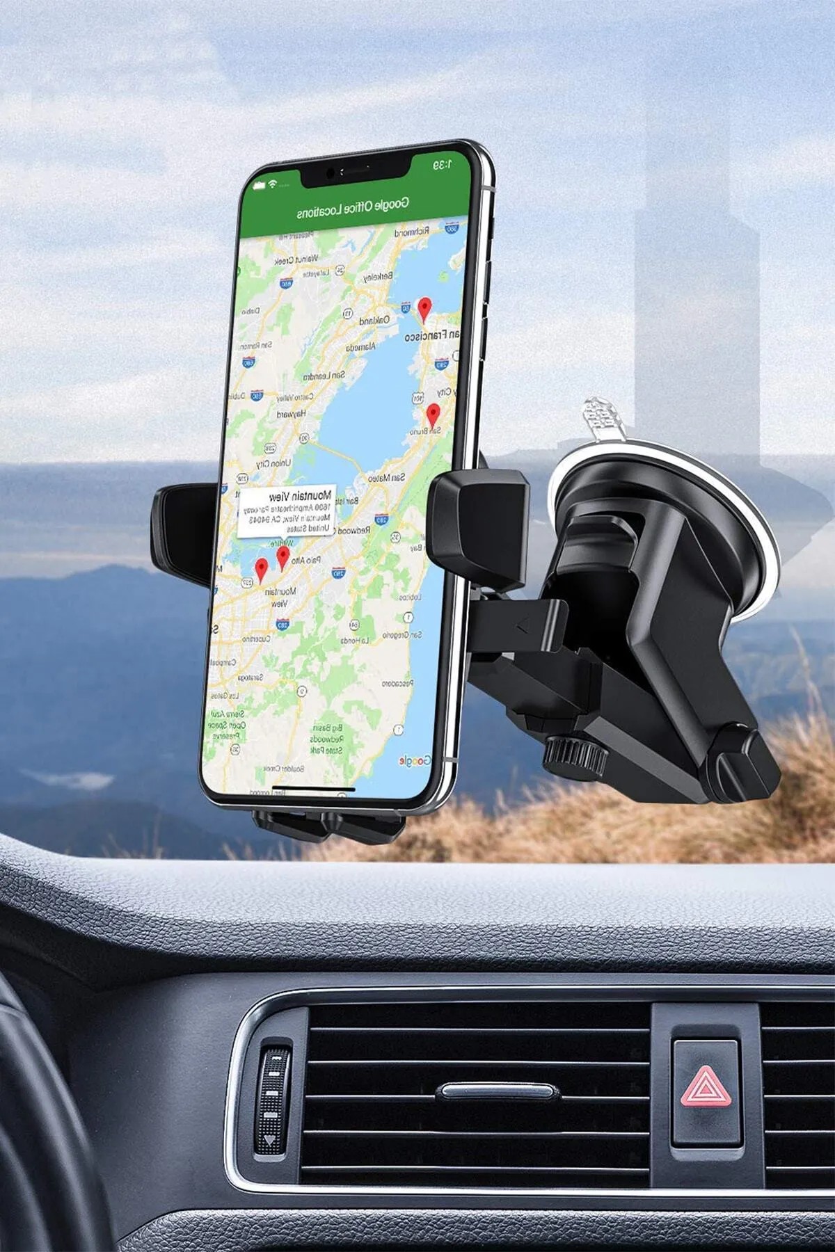 Basict Araç Telefon Tutucu | Vakumlu Güçlü Yapışkan | 360° Ayarlanabilir | Cam & Torpido Uyumlu