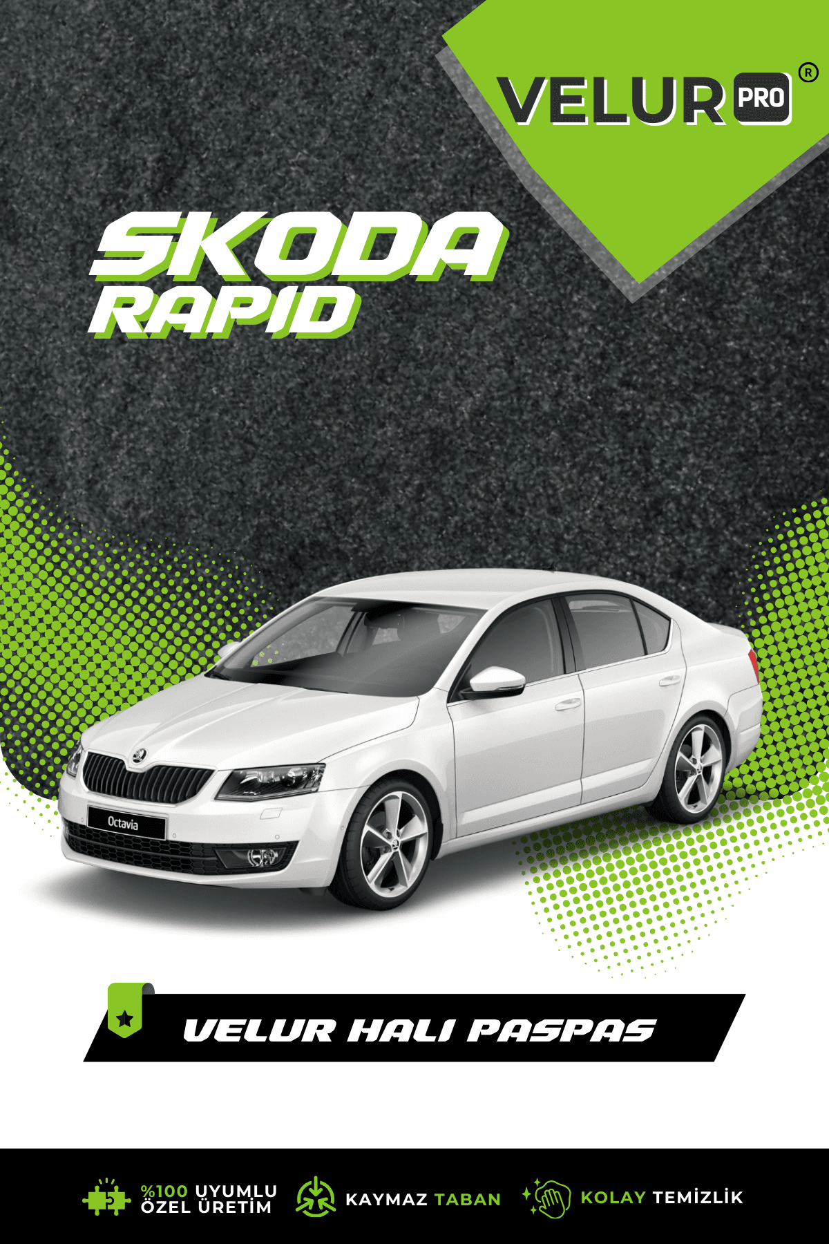 VelurPro Skoda Rapid Özel Halı Paspas Araba Halısı Oto Paspas