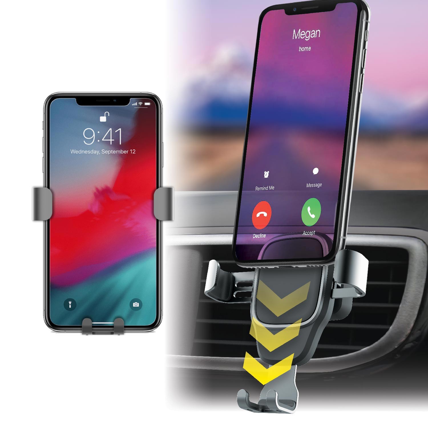BasicPro Gravity Oto Telefon Tutucu-Kalorifer Izgarasına Uyumlu
