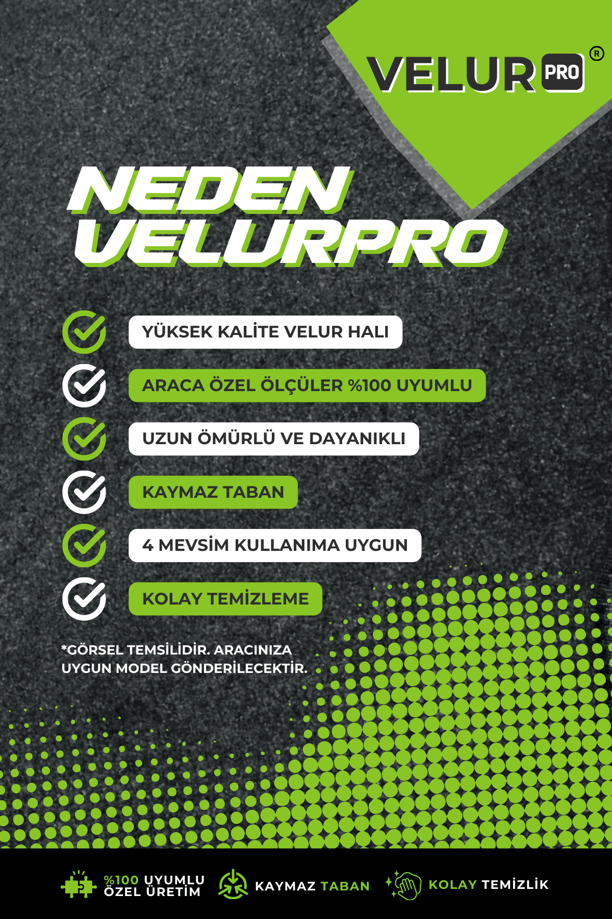 Velurpro Mercedes C180 W204 Coupe 2007-2014 Arası Araca Özel Halı Paspas Araba Halısı Oto Paspas