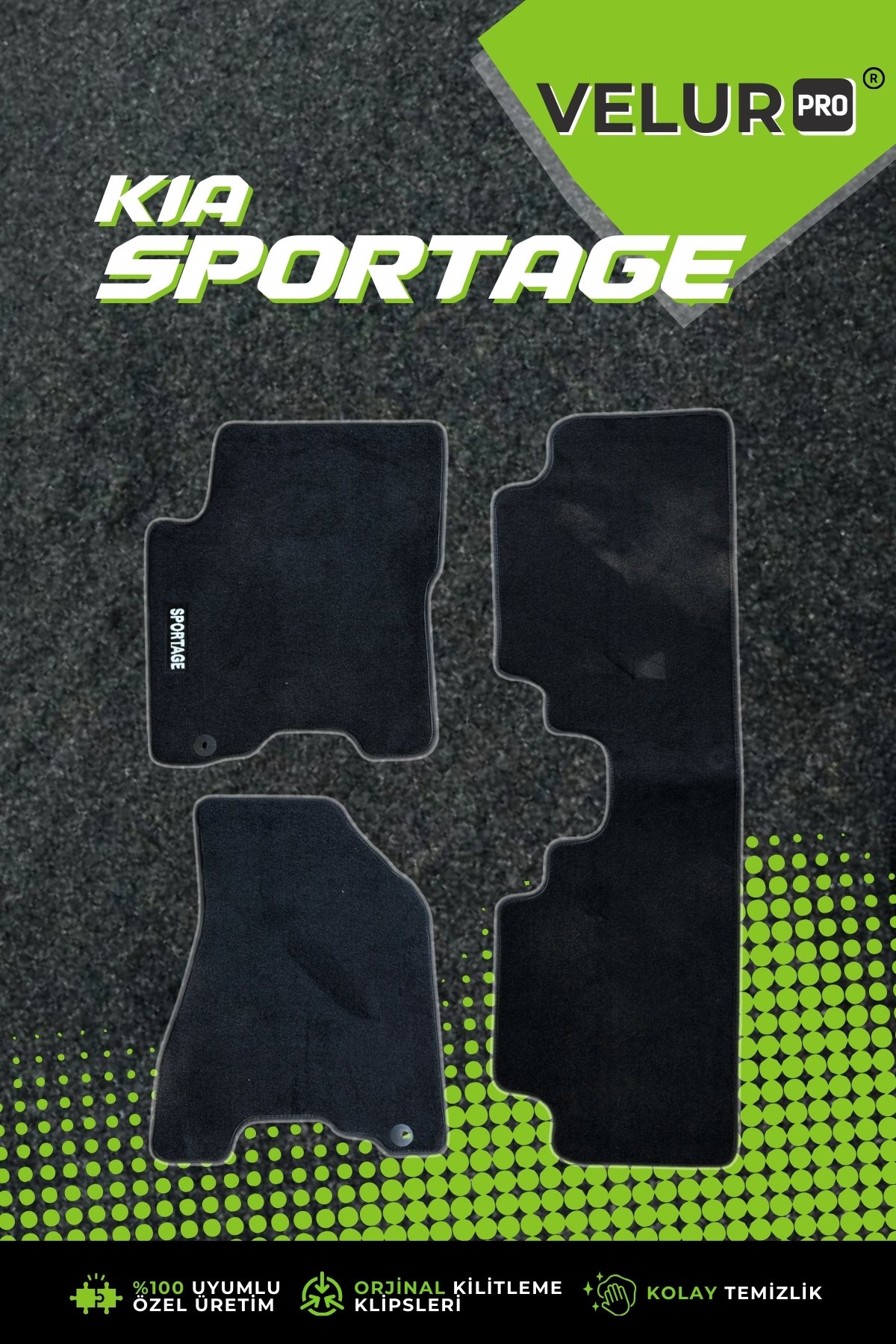 VelurPro Kia Sportage 2005-2010 Araca Özel Halı Paspas Araba Halısı Oto Paspas