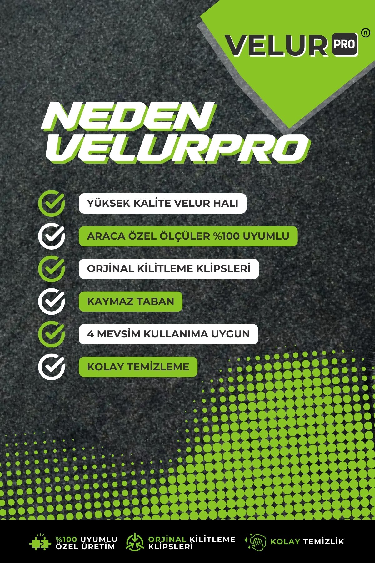VelurPro Skoda Super B 2015-2023 Araca Özel Halı Paspas Araba Halısı Superb Oto Paspas