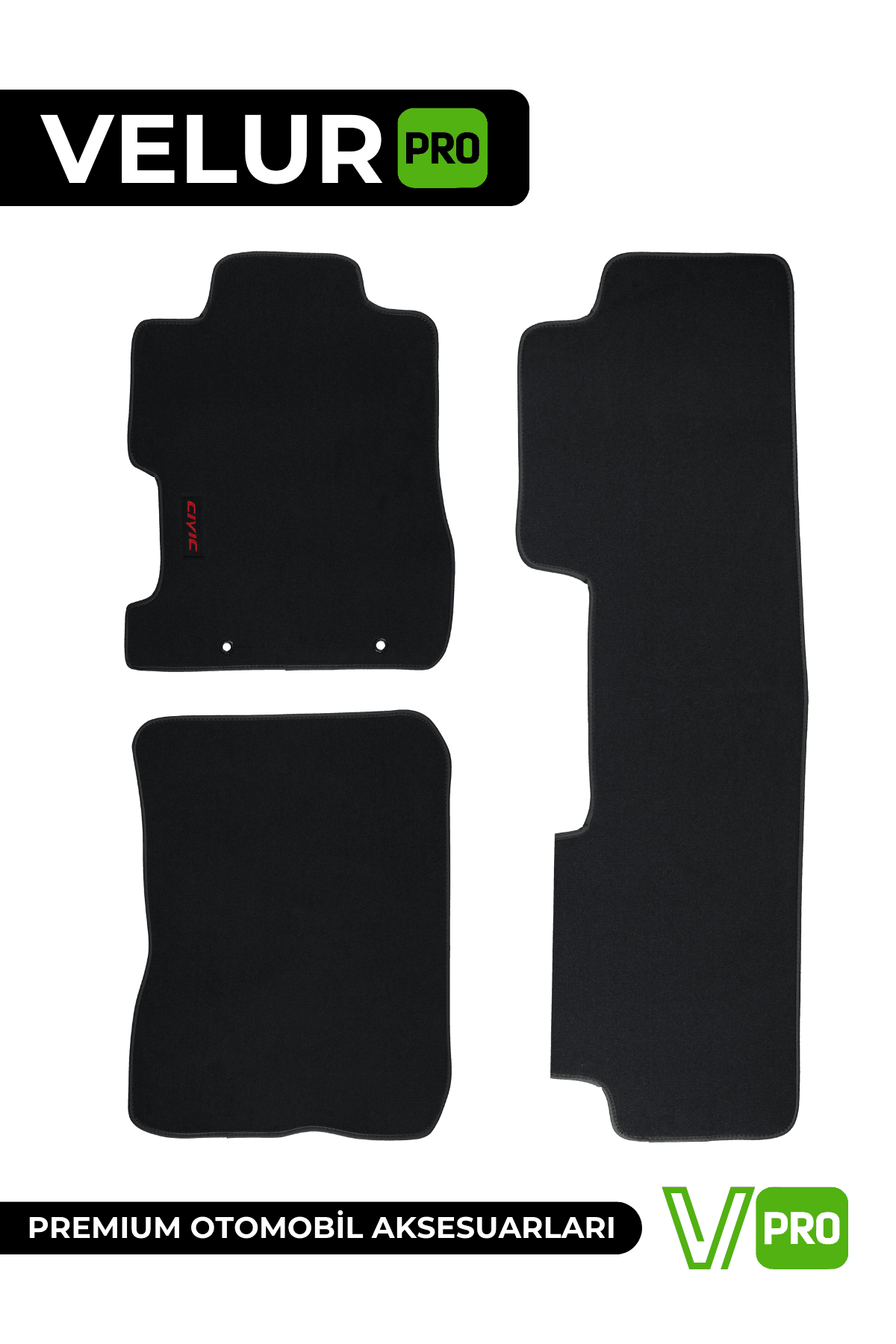 VelurPro Honda Civic 2007-2012 Araca Özel Halı Paspas Araba Halısı Oto Paspas