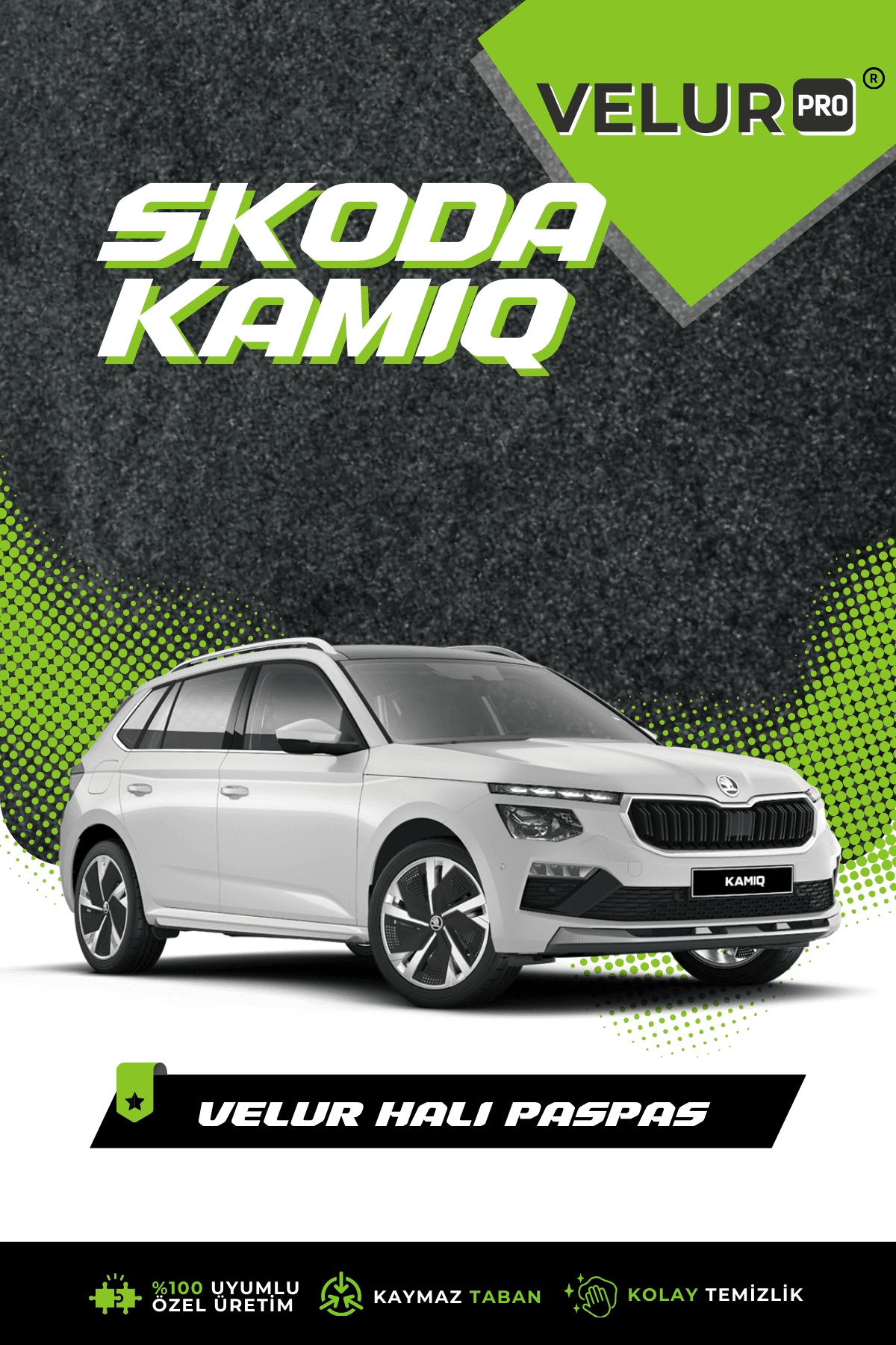 VelurPro Skoda Kamiq Araca Özel Halı Paspas Araba Halısı Oto Paspas