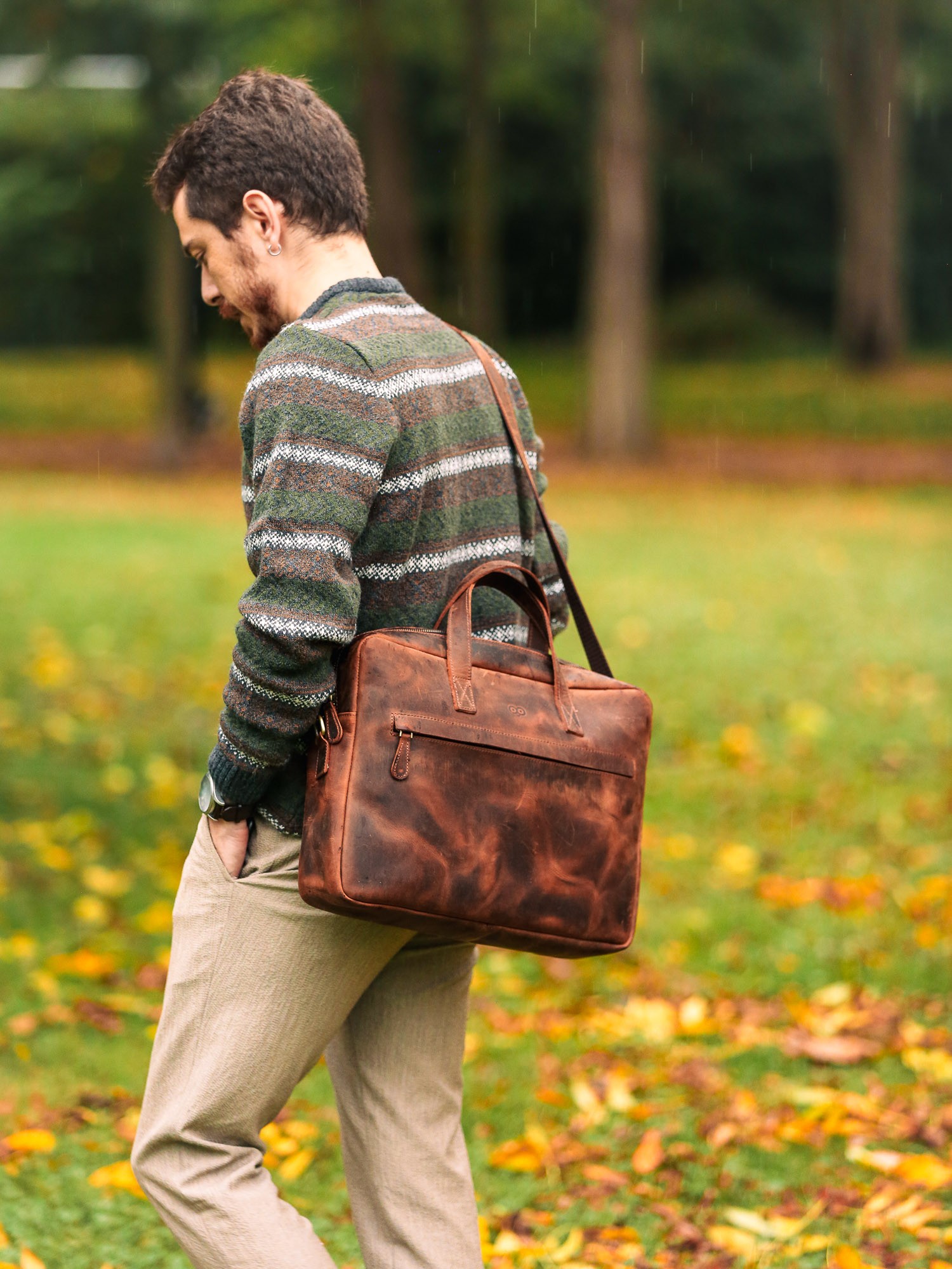 Wide Case 15” Moris Briefcase - Chestnut