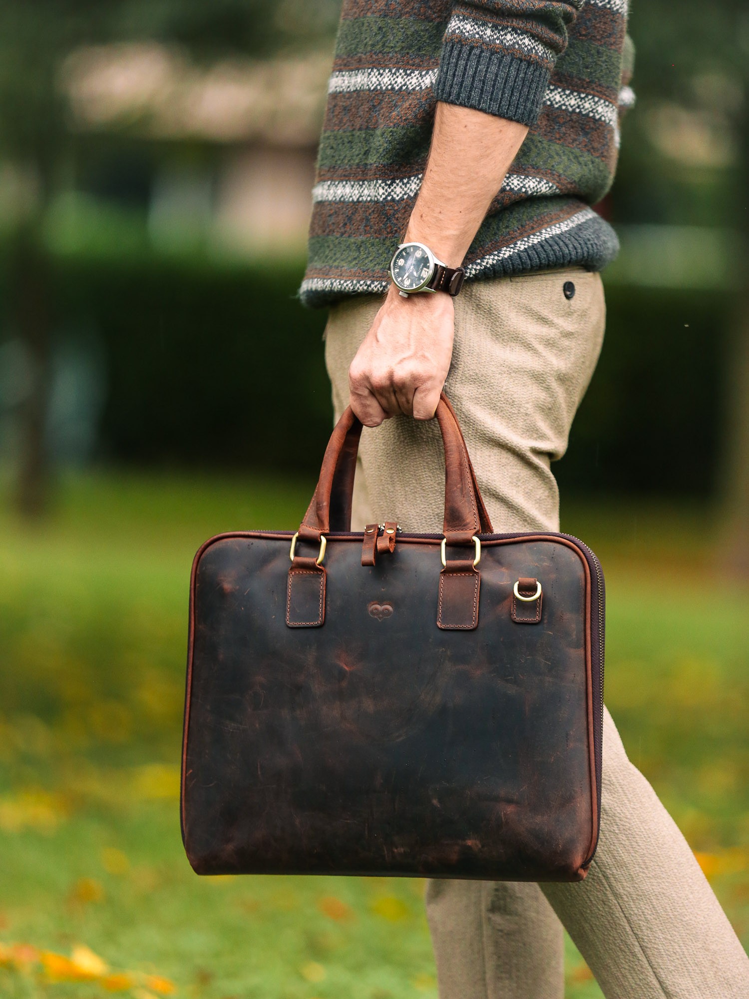 Slim Case - 13” Moris Briefcase - Chestnut