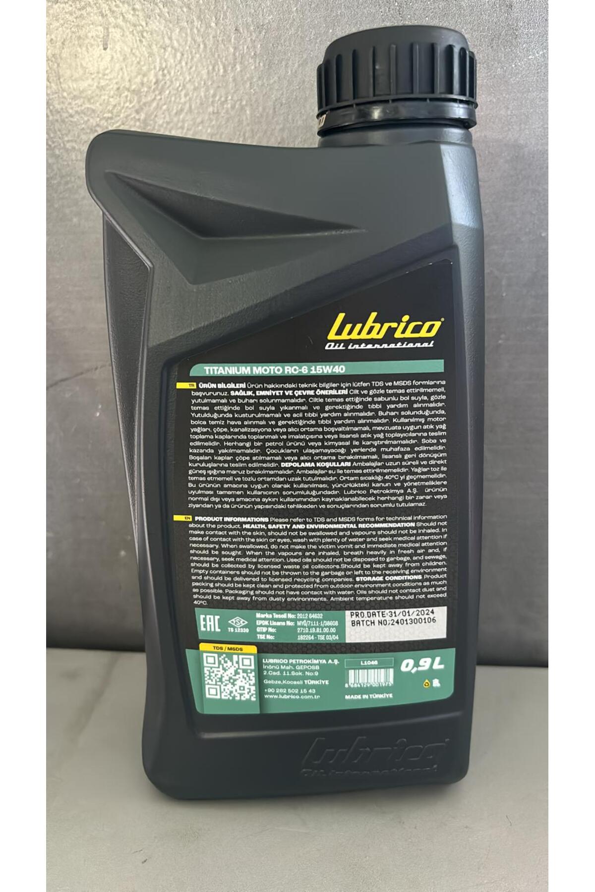 Lubrico 15w-40 Motosiklet Yağı 900 ml