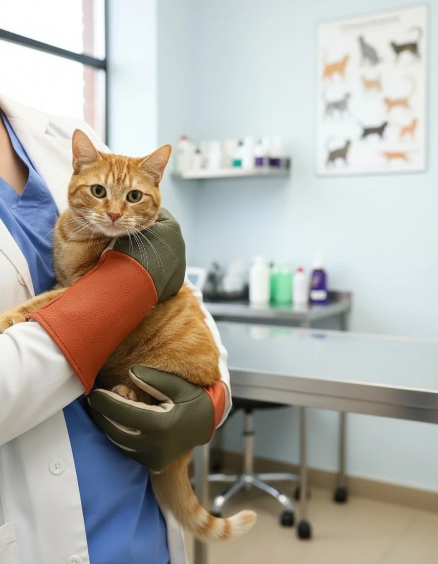 Kedi Tutma Yırtılmaz Deri Eldiven (Çift)