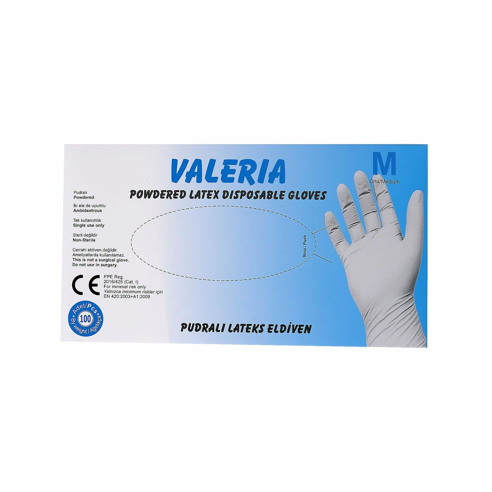 Valeria Lateks Pudralı Muayene Eldiveni